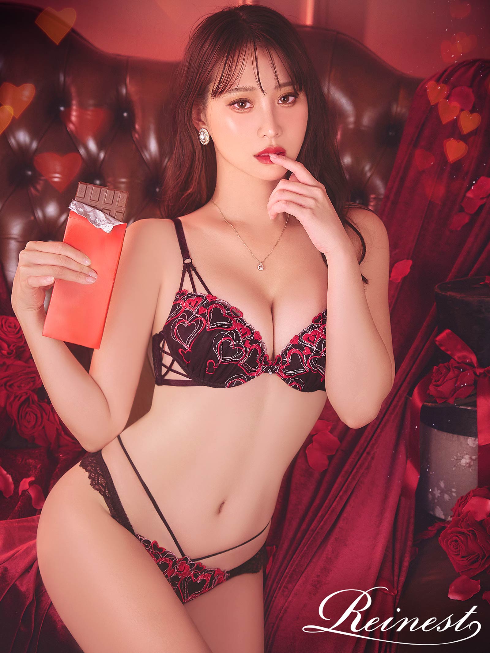 1/8新作!メルティーハートストリングブラジャー&バック透けフルバックショーツ