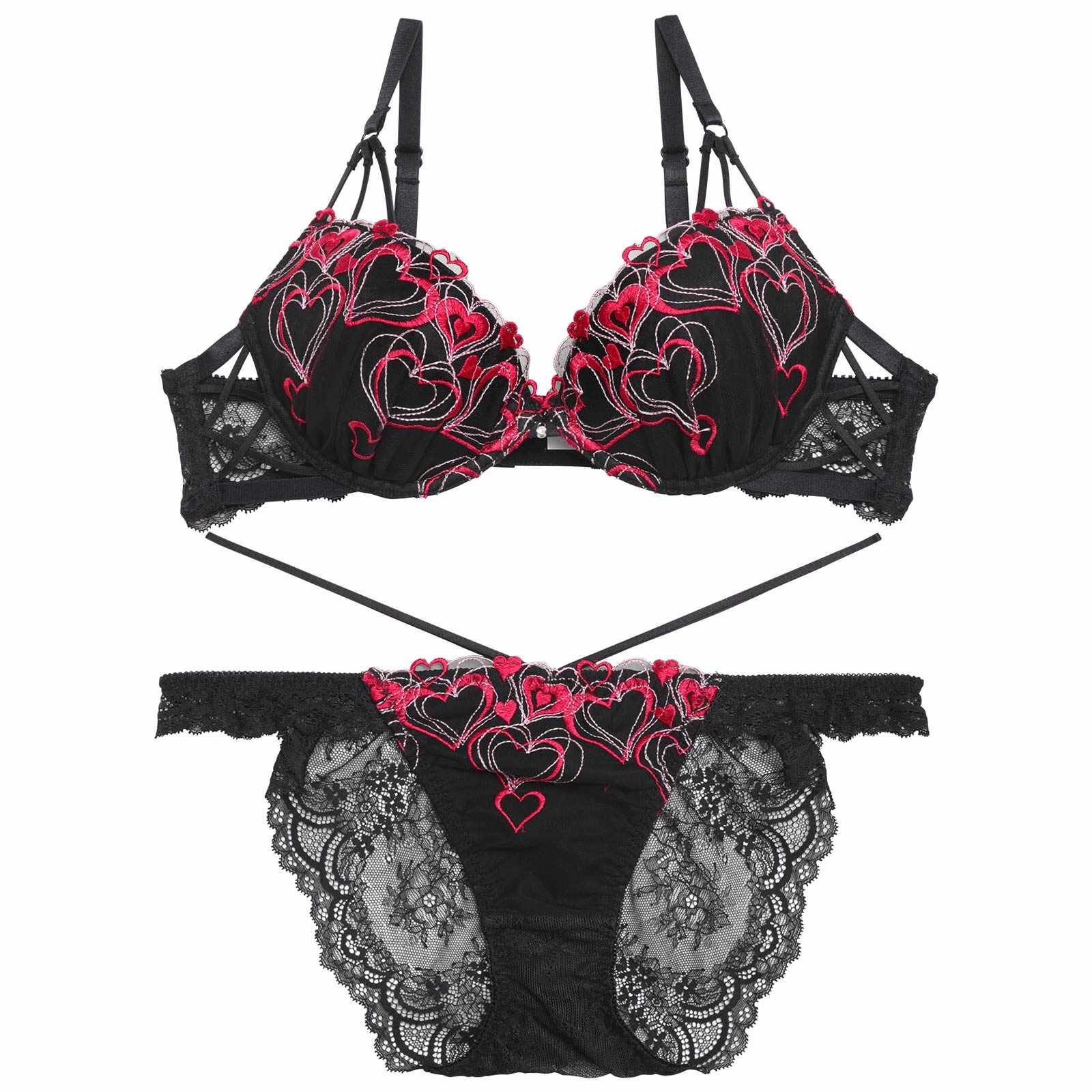 12/4再販!メルティーハートストリングブラジャー&バック透けフルバックショーツ
