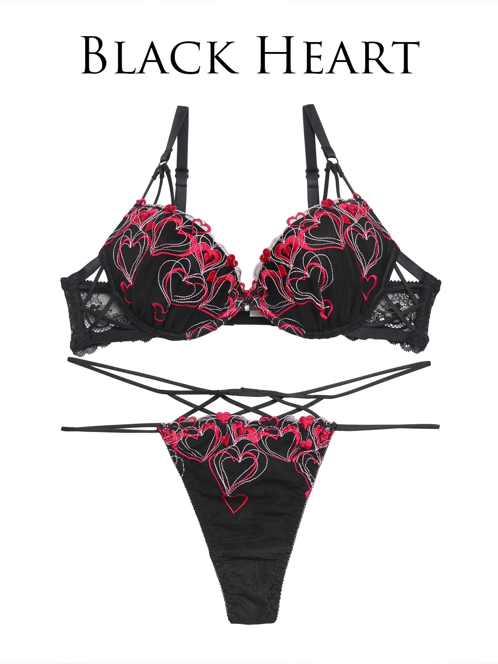 1/8新作!メルティーハートストリングブラジャー&バック透けフルバックショーツ