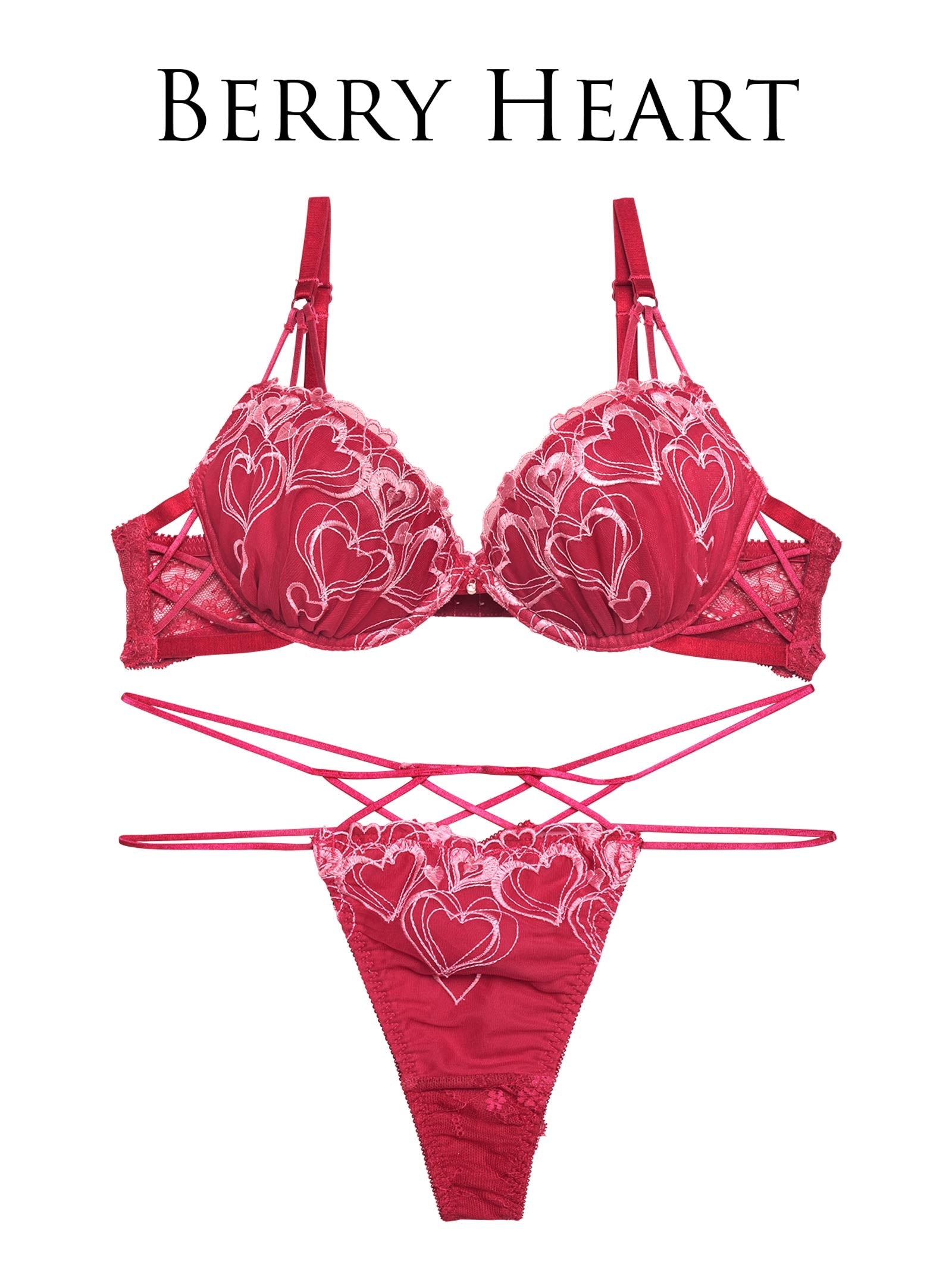 1/8新作!メルティーハートストリングブラジャー&バック透けフルバックショーツ