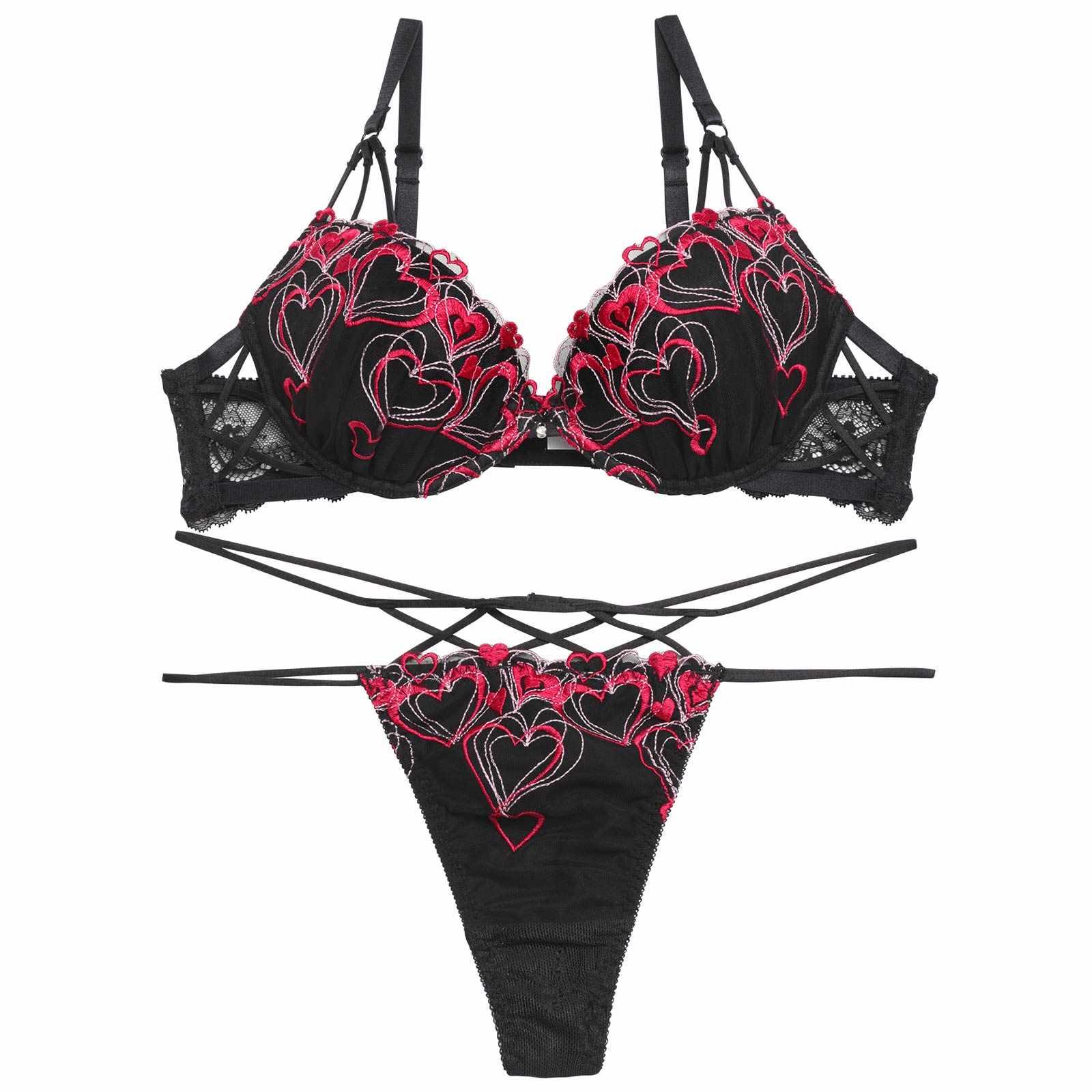 12/4再販!メルティーハートストリングブラジャー&バック透けTバックショーツ