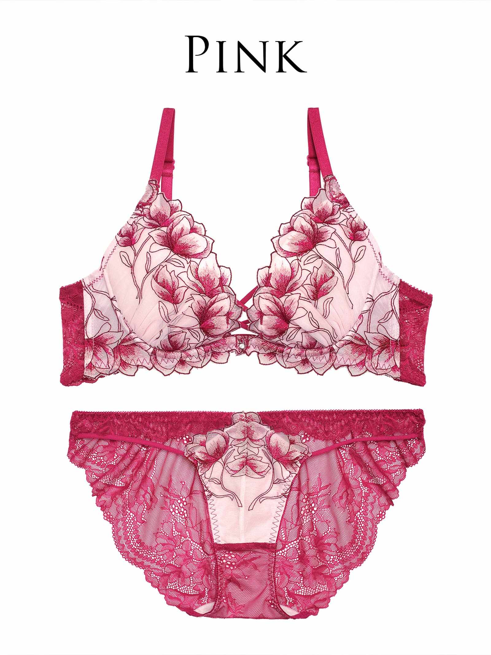 2/19新作!【永尾まりや着用】【Reinest】ラグジュアリーブライトペタルブラジャー&バック透けフルバックショーツ