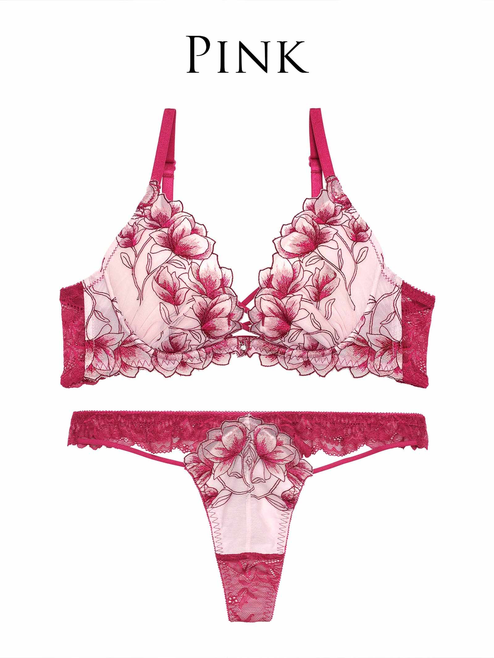 2/19新作!【永尾まりや着用】【Reinest】ラグジュアリーブライトペタルブラジャー&バック透けフルバックショーツ