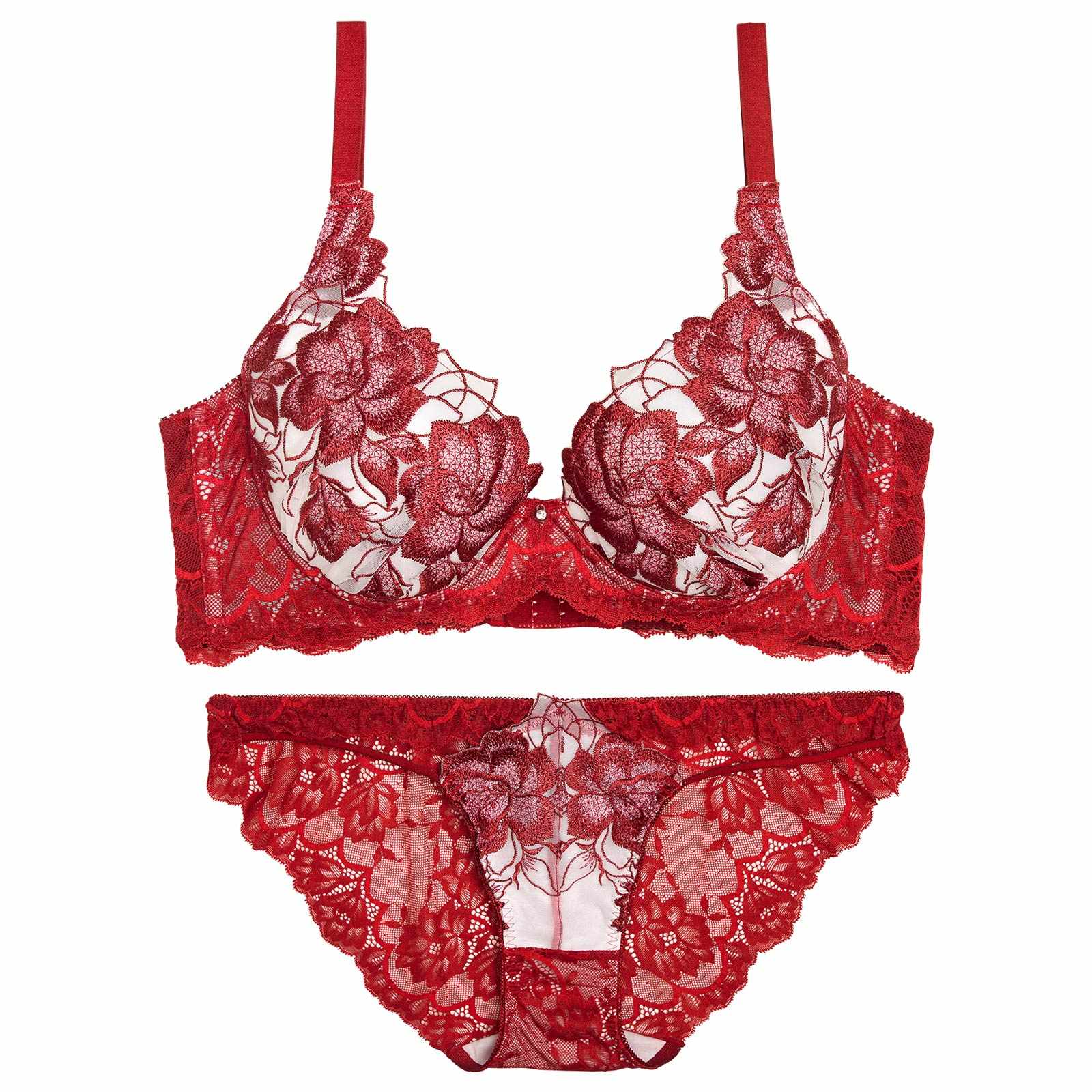 11/21新作!グラマラスピオニーカットストリング育乳脇高★魔法のブラジャー&バック透けフルバックショーツ