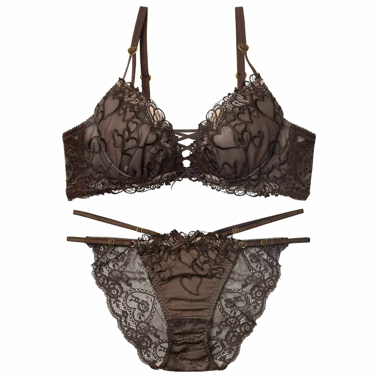 1/14新作!スピンドルクイーンハートブラジャー&バック透けフルバックショーツ