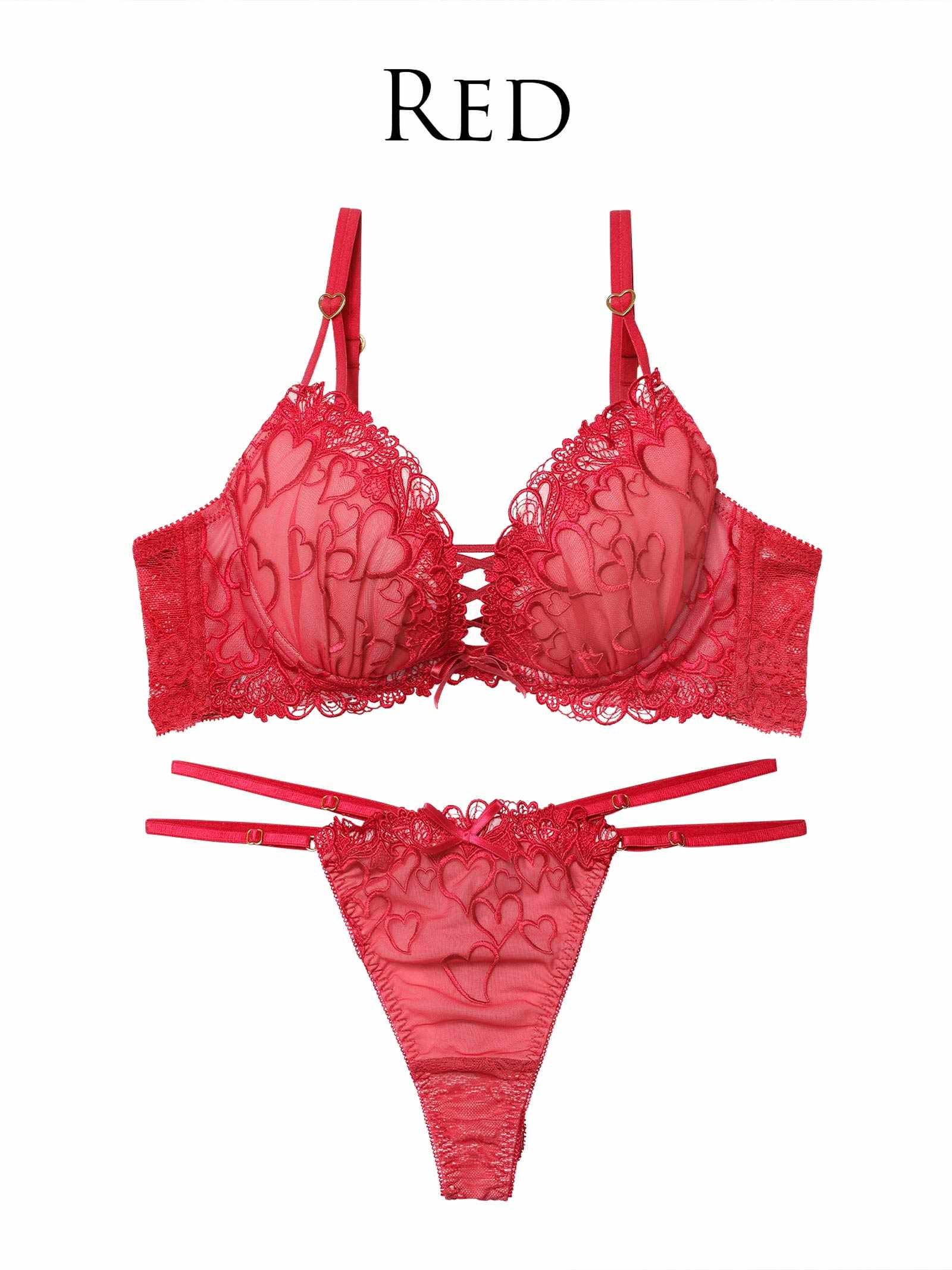 1/14新作!スピンドルクイーンハートブラジャー&バック透けTバックショーツ