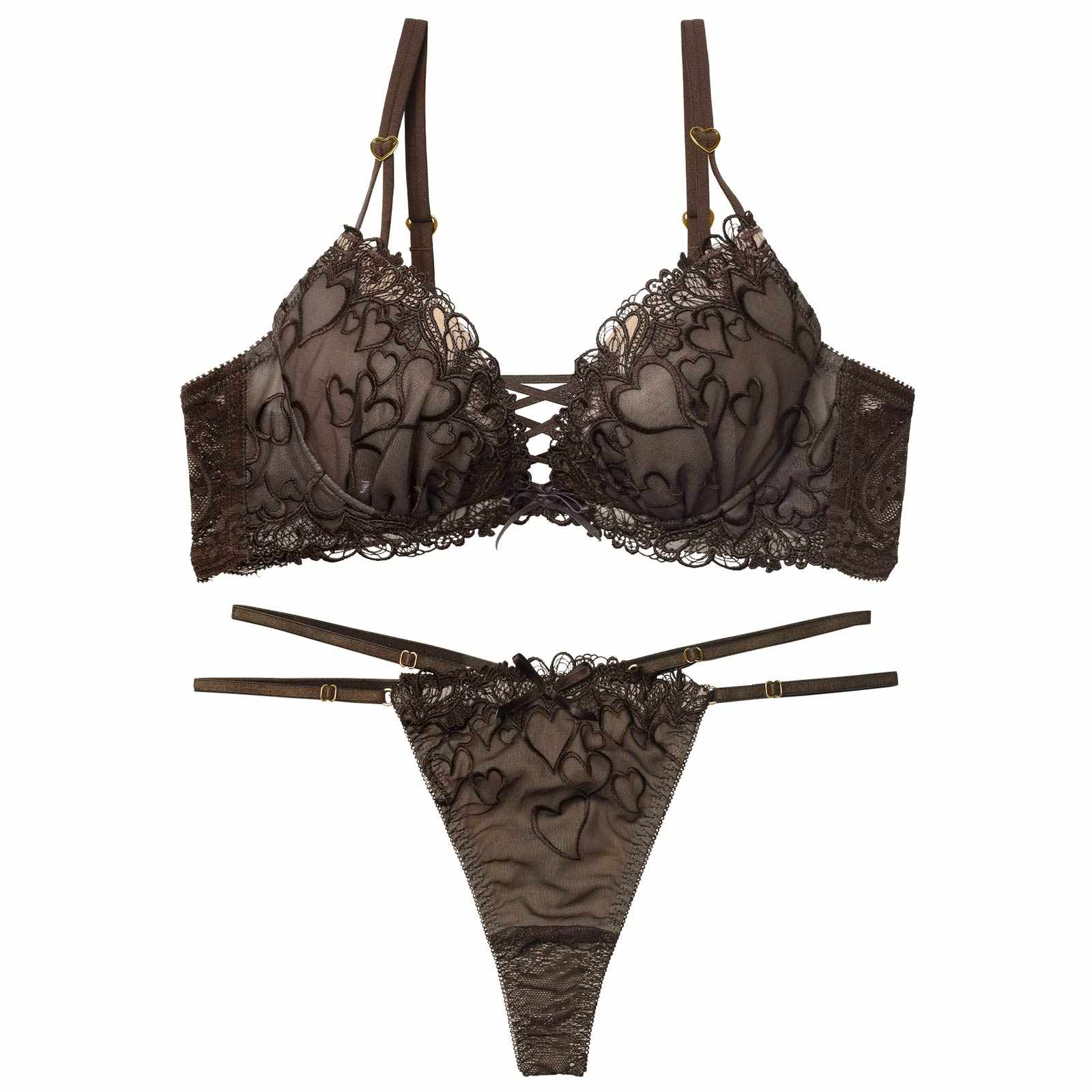 1/14新作!スピンドルクイーンハートブラジャー&バック透けTバックショーツ