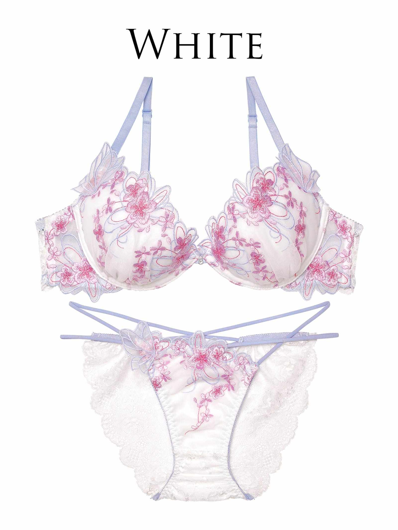 3/4新作!グレイスチェリーブロッサムブラジャー&バック透けフルバックショーツ