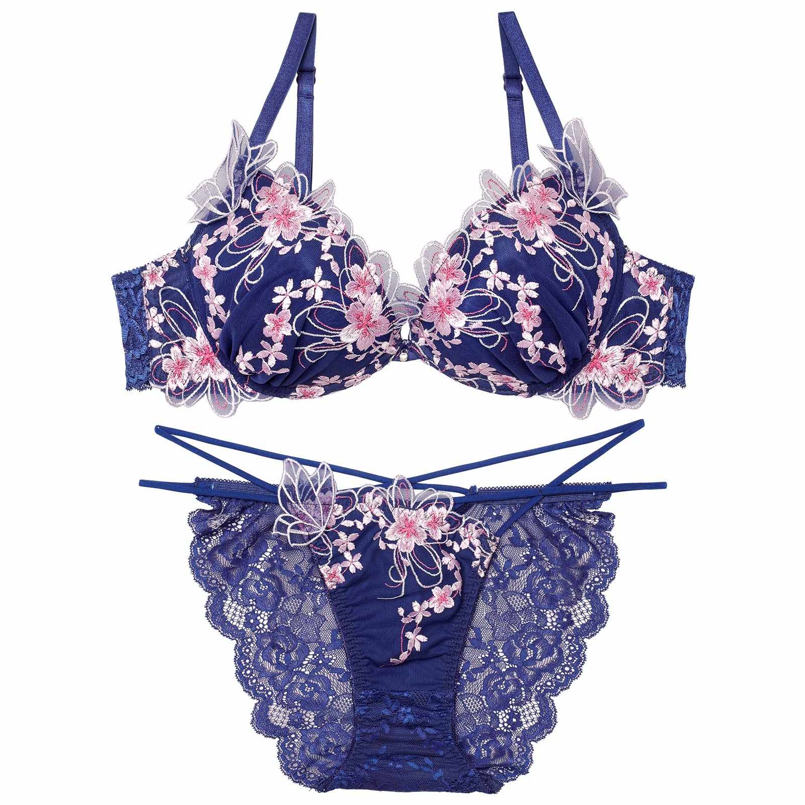 3/4新作!グレイスチェリーブロッサムブラジャー&バック透けフルバックショーツ