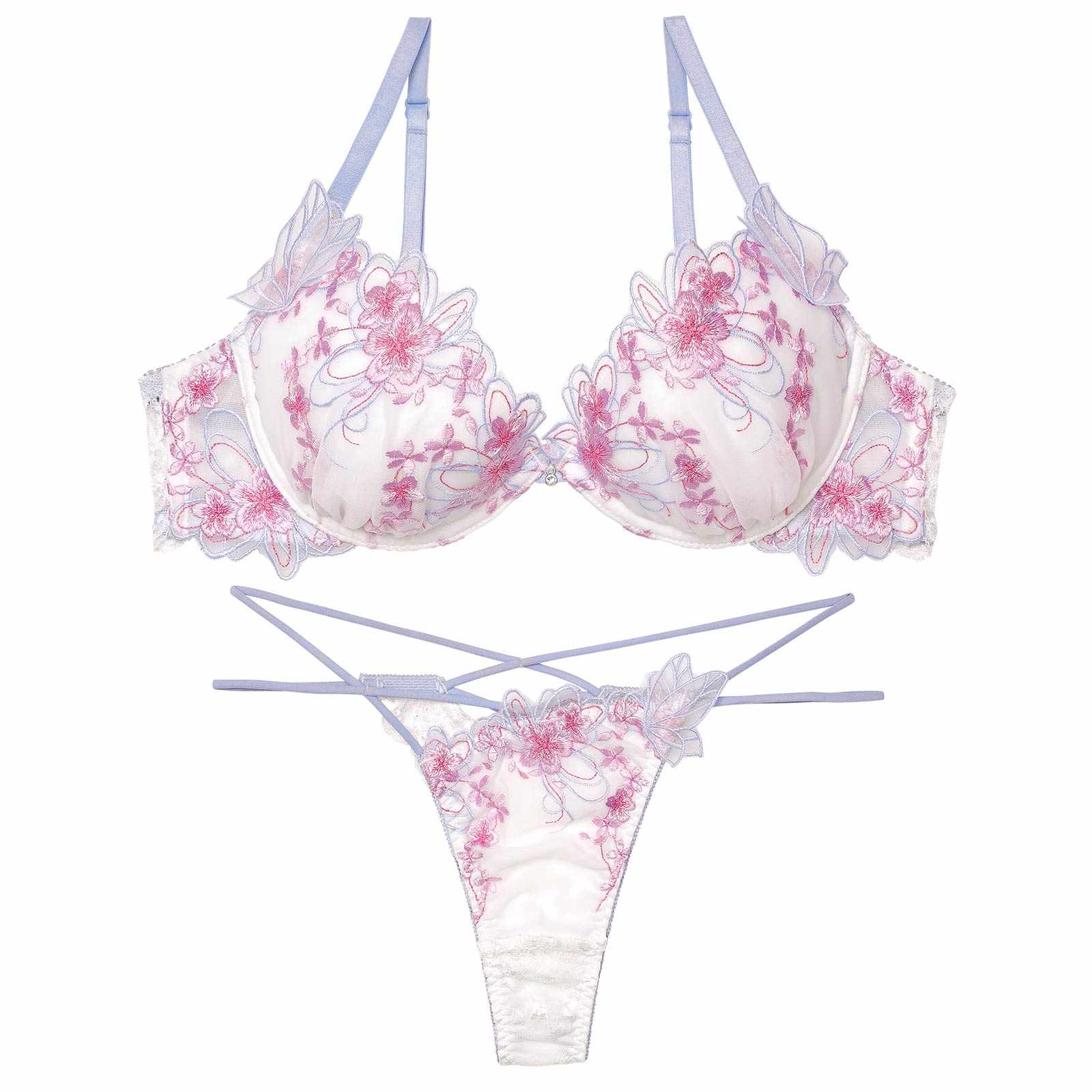 3/4新作!グレイスチェリーブロッサムブラジャー&バック透けTバックショーツ