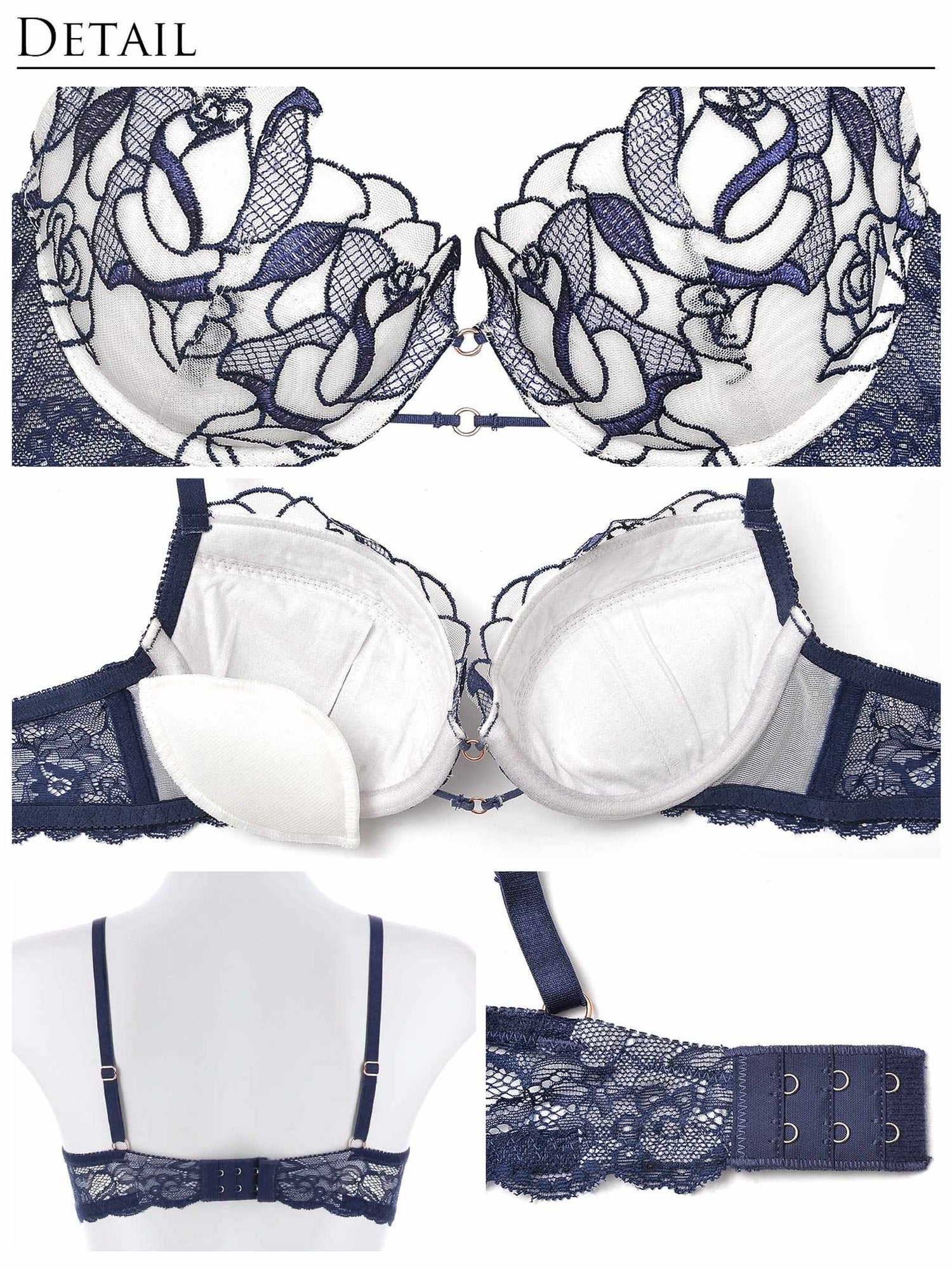 【Reinest】マジェスティックローズブラジャー&amp;バック透けフルバックショーツ