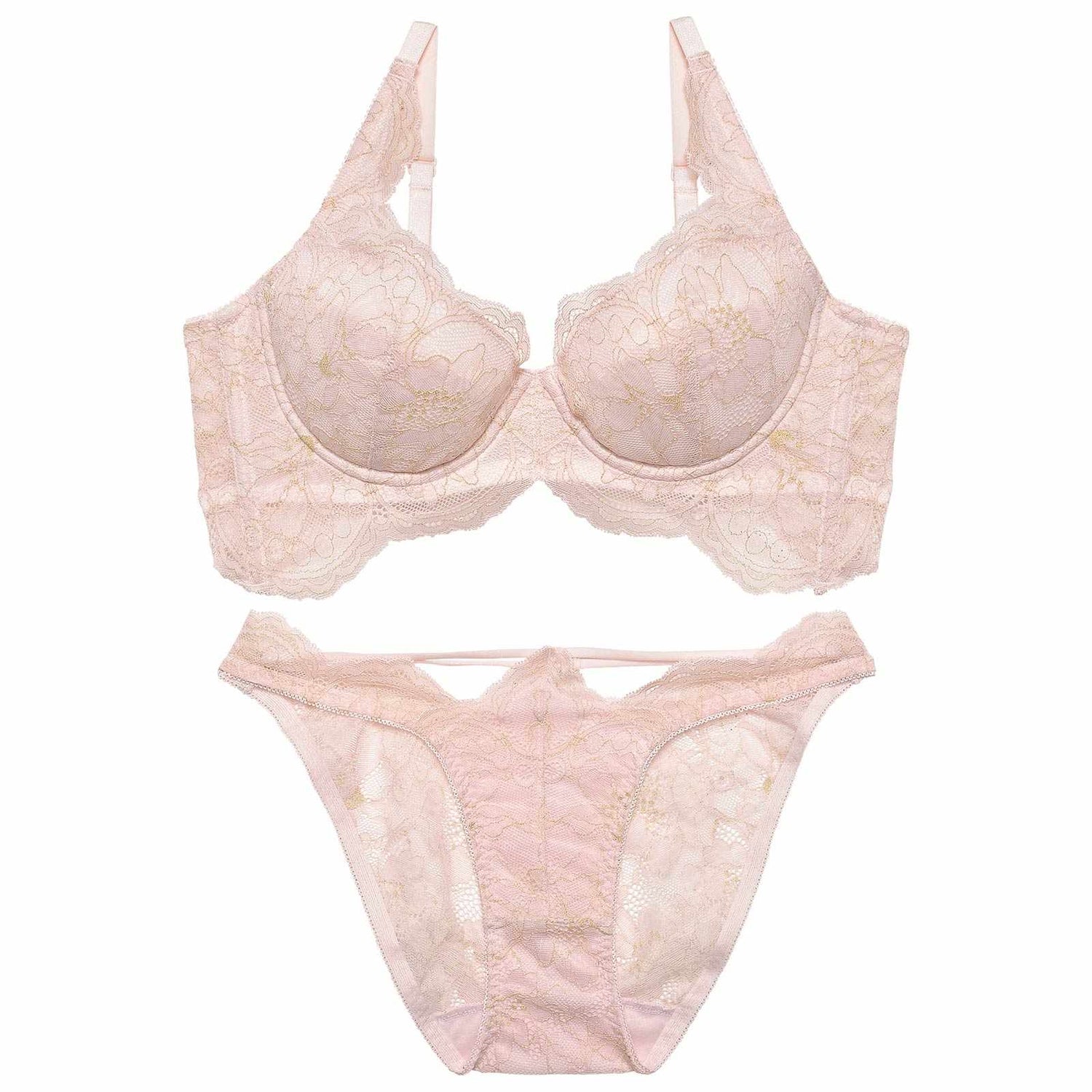 ロイヤリティフルールレースブラジャー&amp;バック透けフルバックショーツ