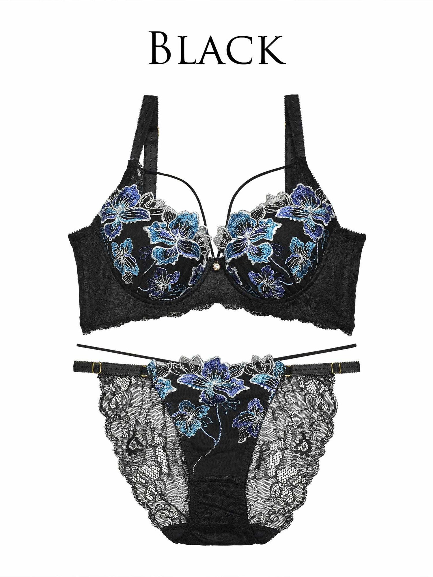 【Reinest】グロリアスマリンフラワー育乳脇高ブラジャー&amp;バック透けフルバックショーツ