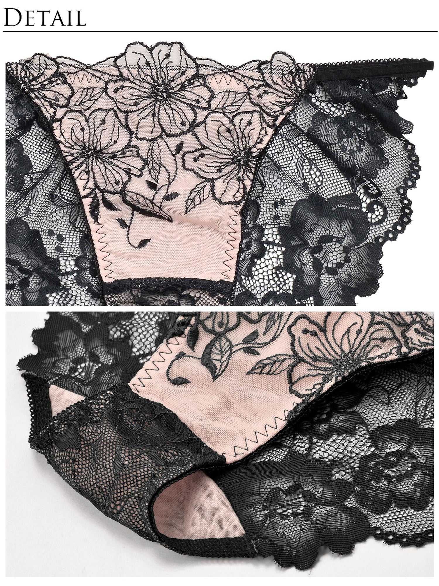 12/23再販!SEXYレース花柄ブラジャー&amp;バック透けフルバックショーツ