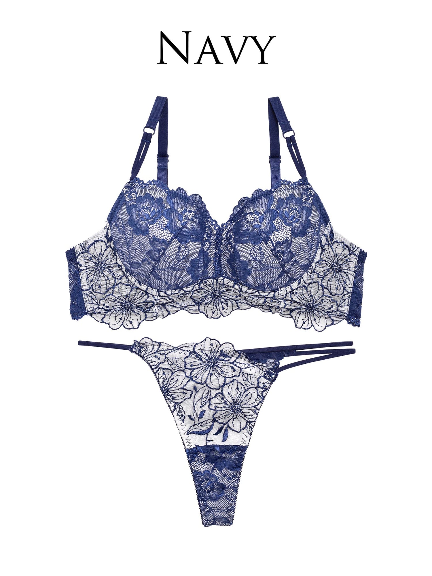【Reinest】SEXYレース花柄ブラジャー&amp;Tバックショーツ