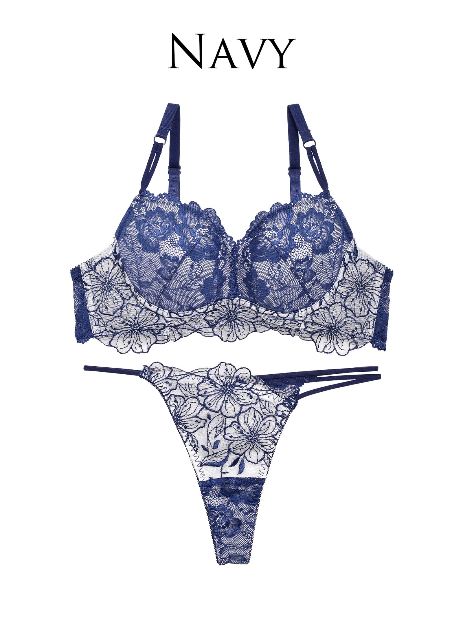 【Reinest】SEXYレース花柄ブラジャー&amp;Tバックショーツ