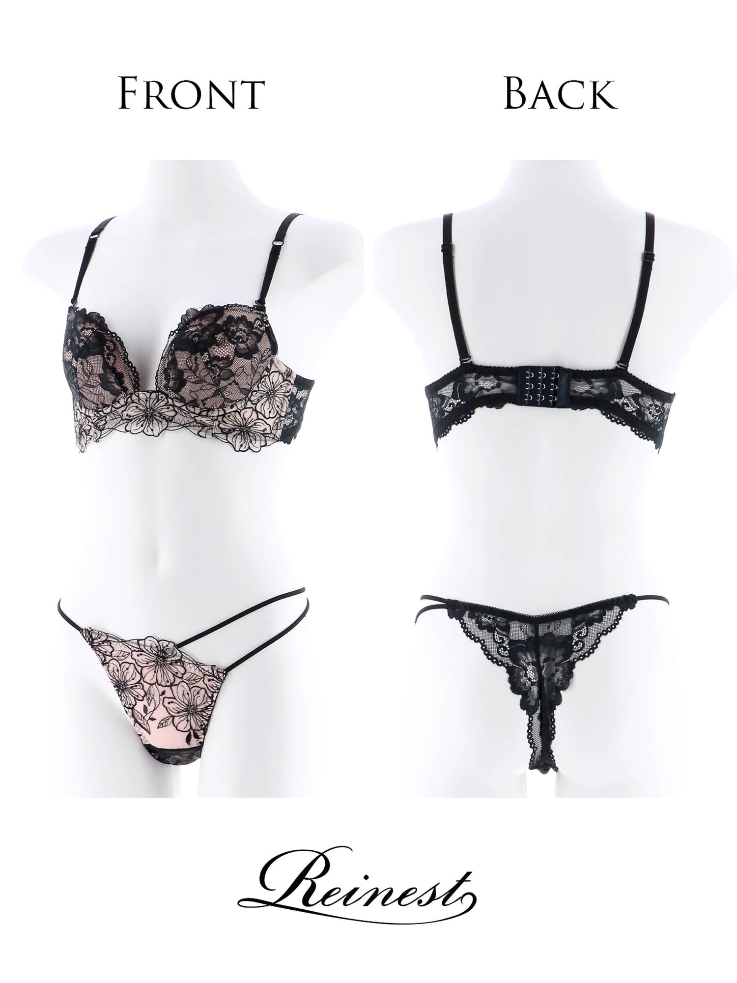 【Reinest】SEXYレース花柄ブラジャー&amp;Tバックショーツ