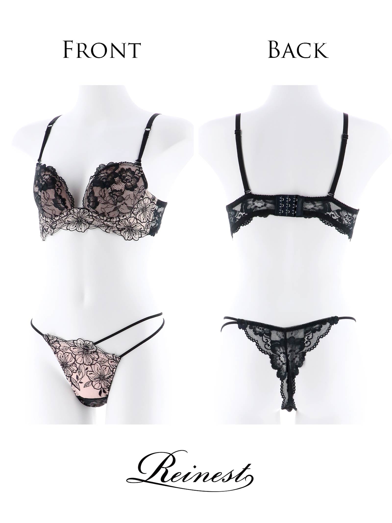 【Reinest】SEXYレース花柄ブラジャー&amp;Tバックショーツ