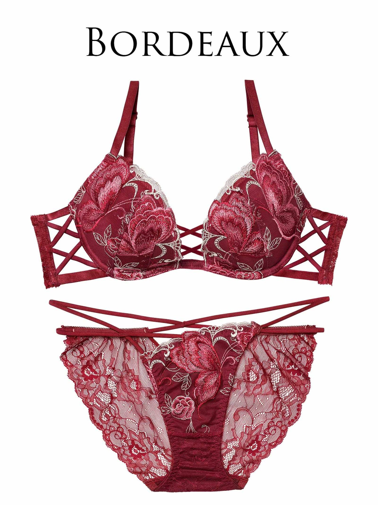 12/12新作!バタフリークロスアップブラジャー＆バック透けフルバックショーツ