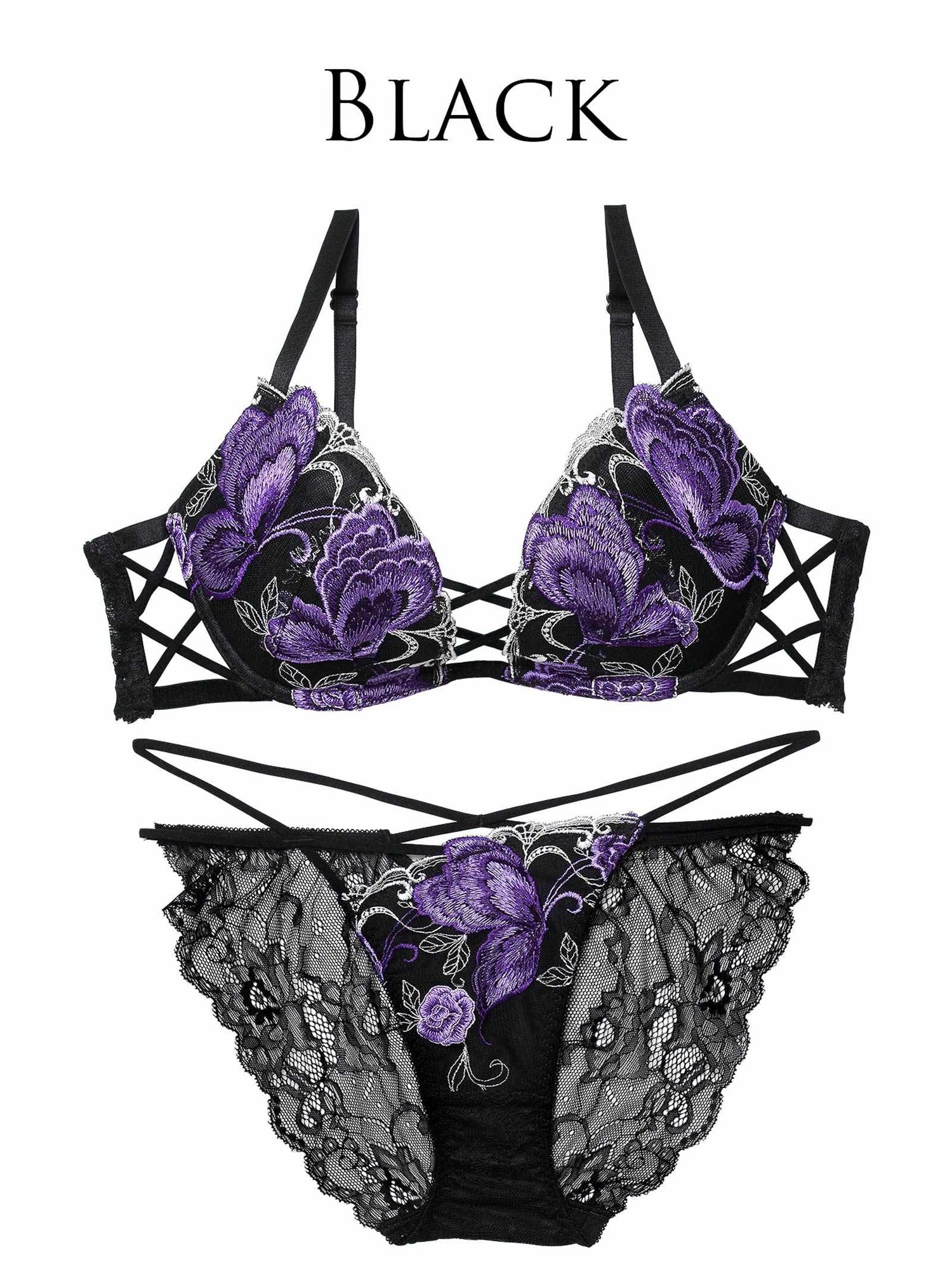 12/12新作!バタフリークロスアップブラジャー＆バック透けフルバックショーツ