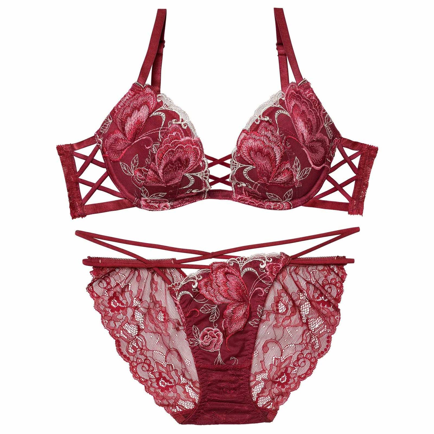 12/12新作!バタフリークロスアップブラジャー＆バック透けフルバックショーツ