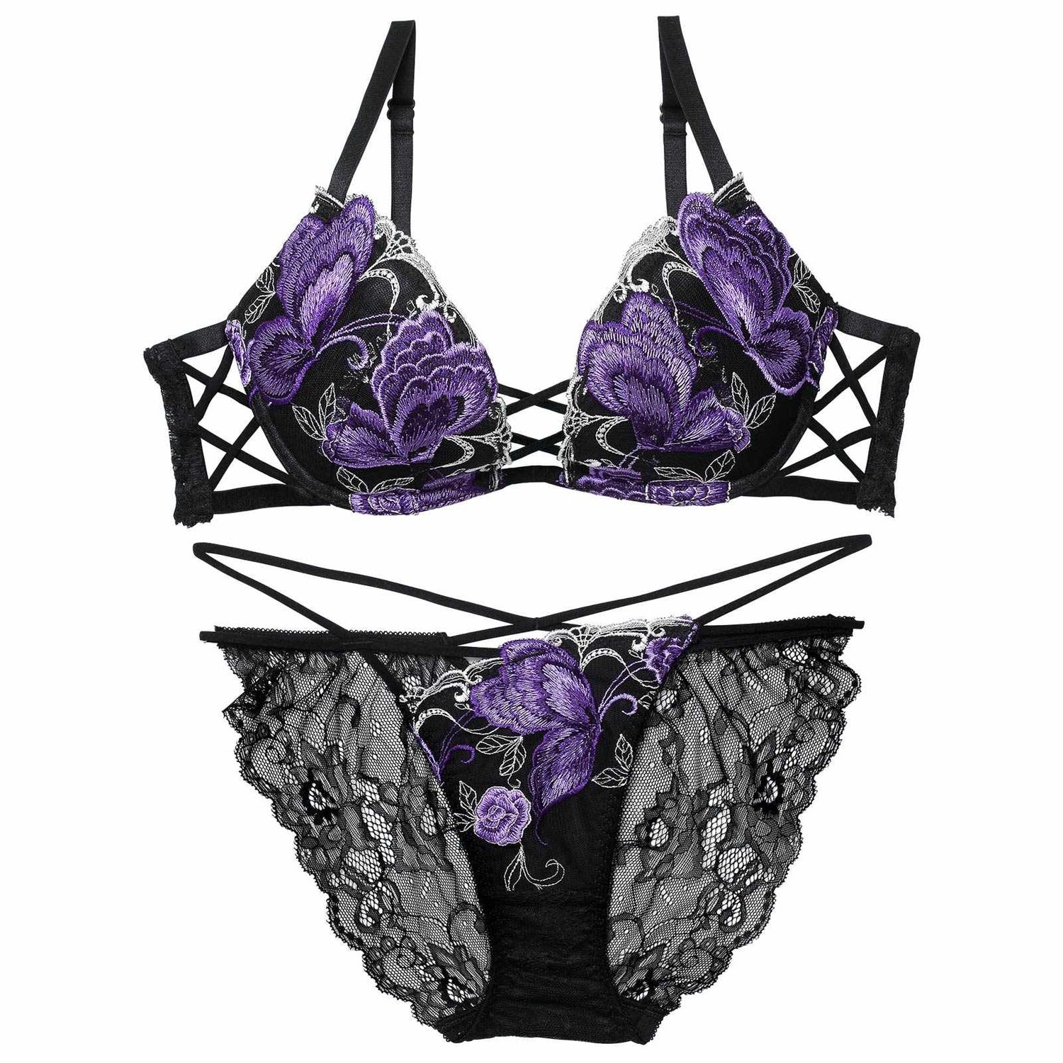 12/12新作!バタフリークロスアップブラジャー＆バック透けフルバックショーツ