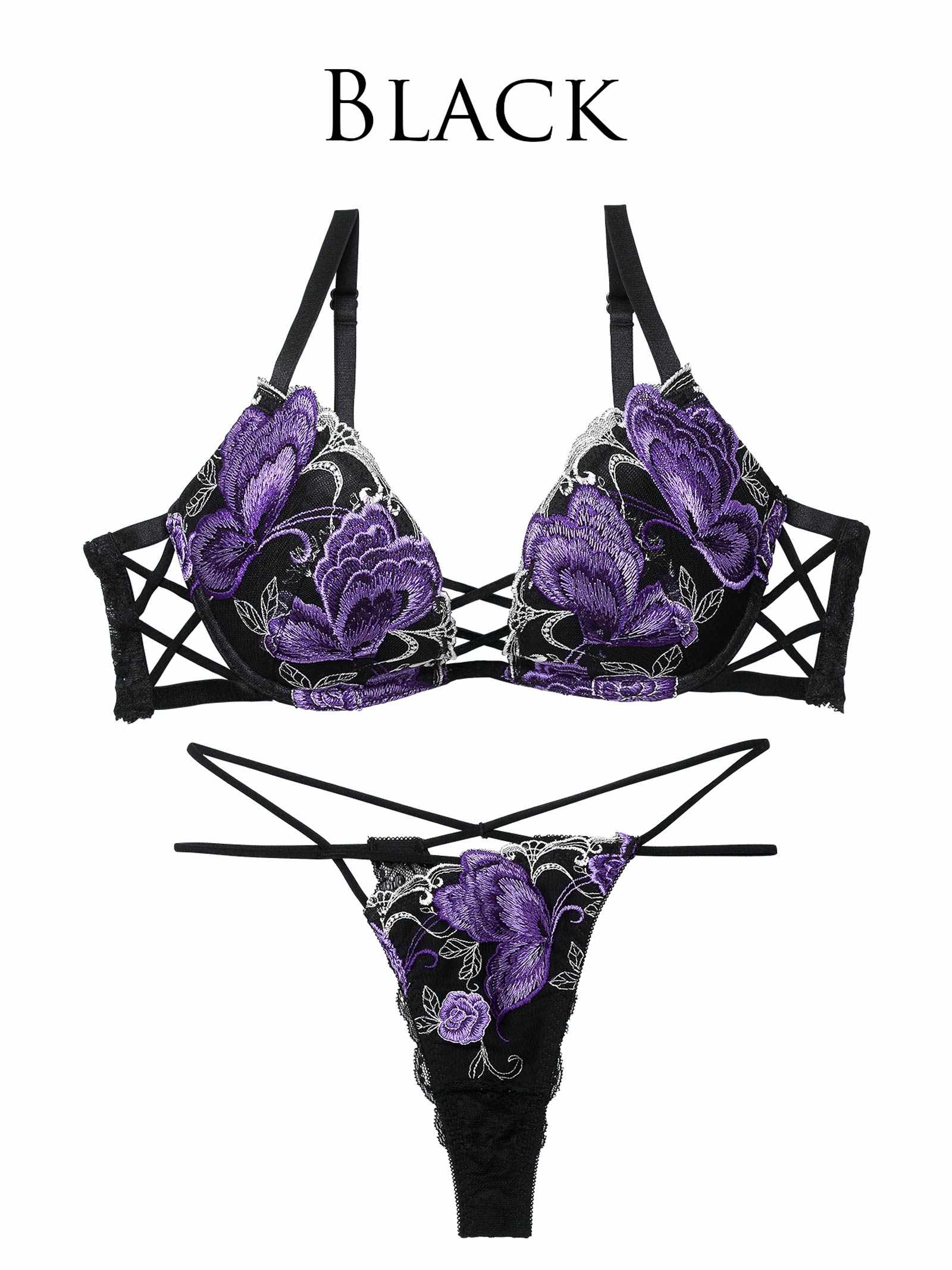 12/12新作!バタフリークロスアップブラジャー＆バック透けTバックショーツ