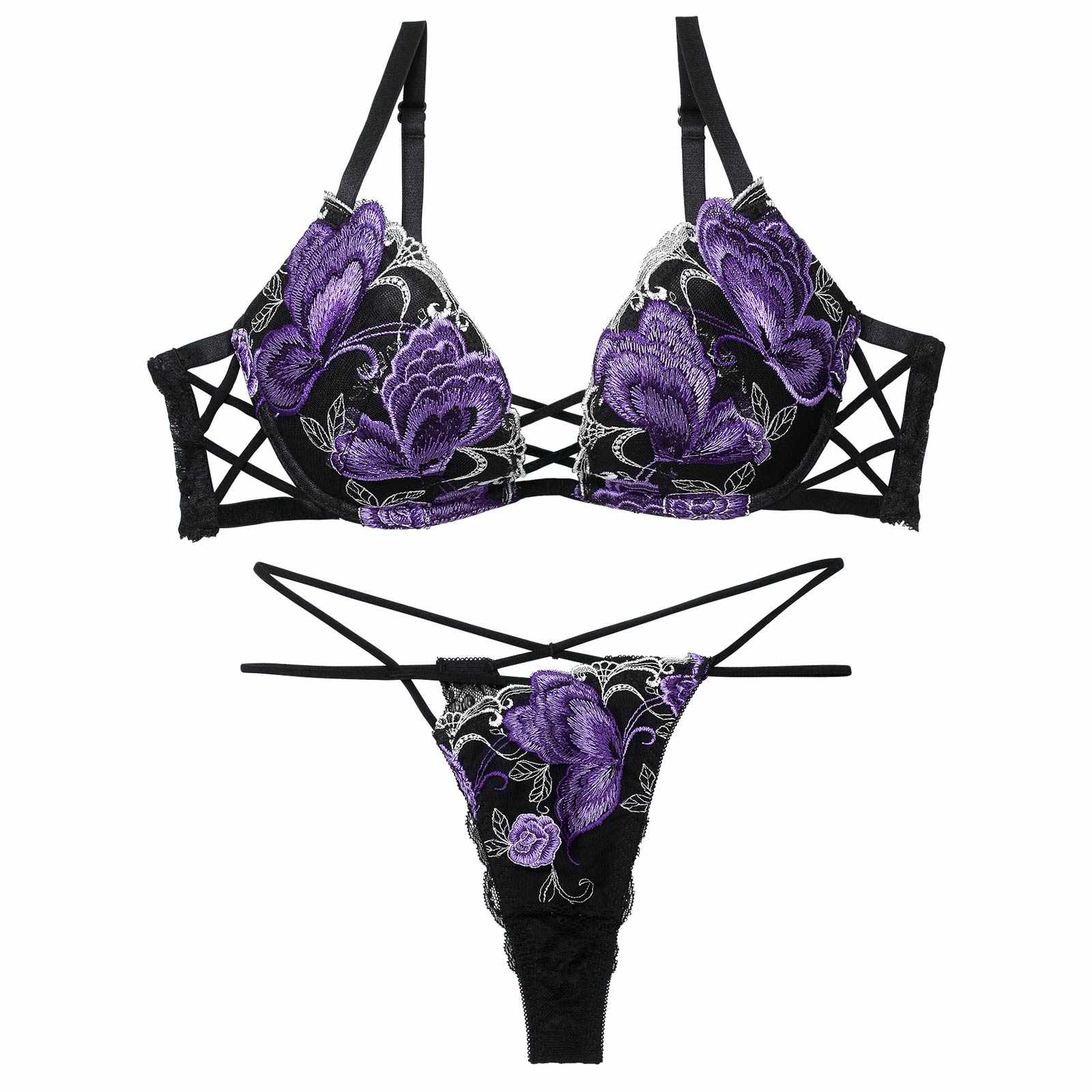 12/12新作!バタフリークロスアップブラジャー＆バック透けTバックショーツ