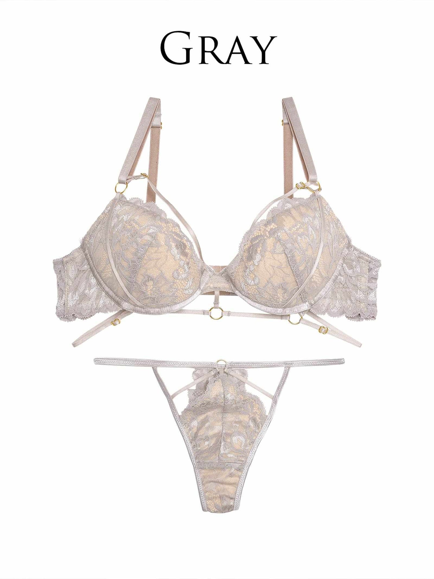 【Reinest】センシュアルコードブルームブラジャー&amp;バック透けTバックショーツ