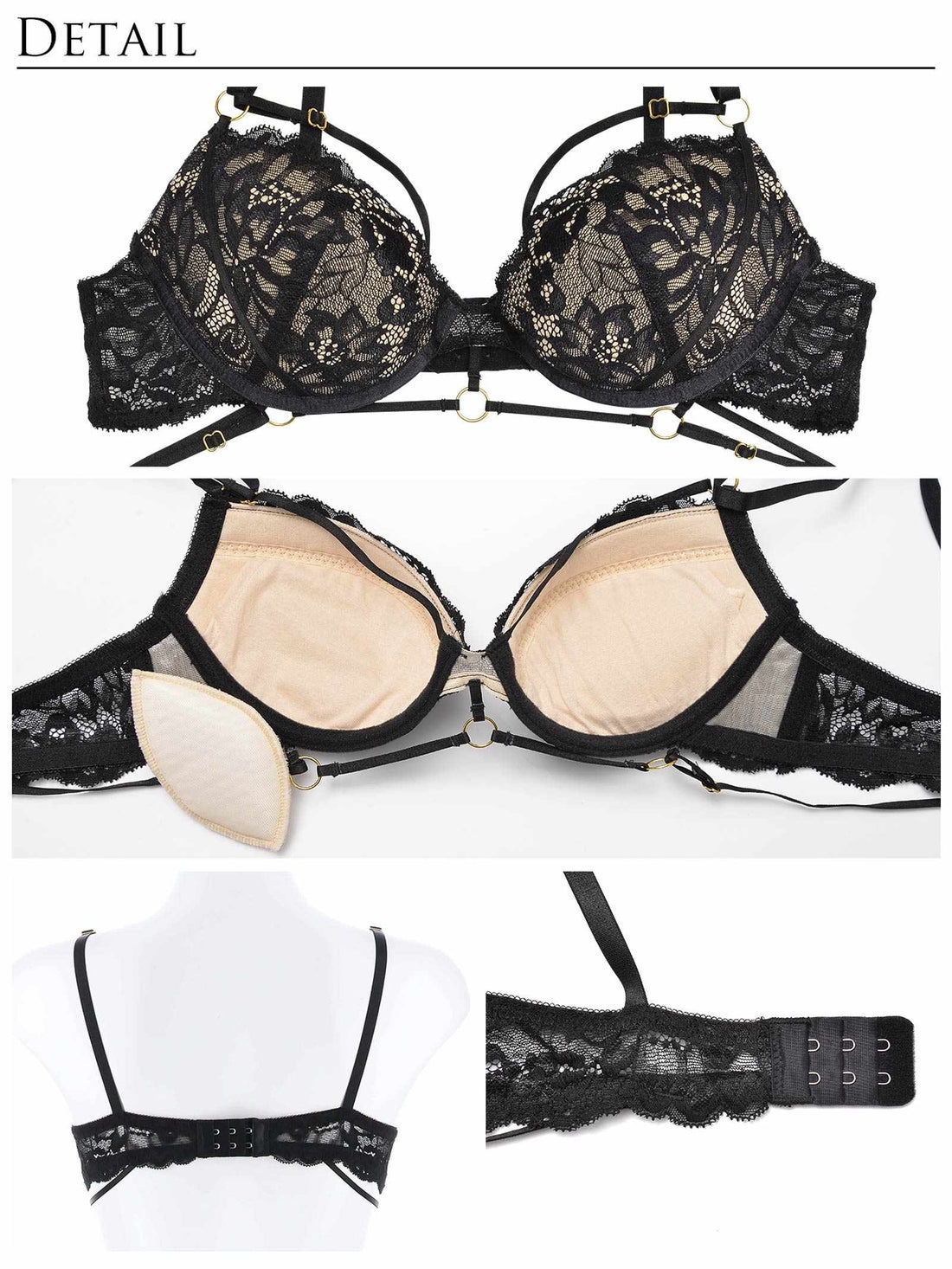 【Reinest】センシュアルコードブルームブラジャー&amp;バック透けTバックショーツ