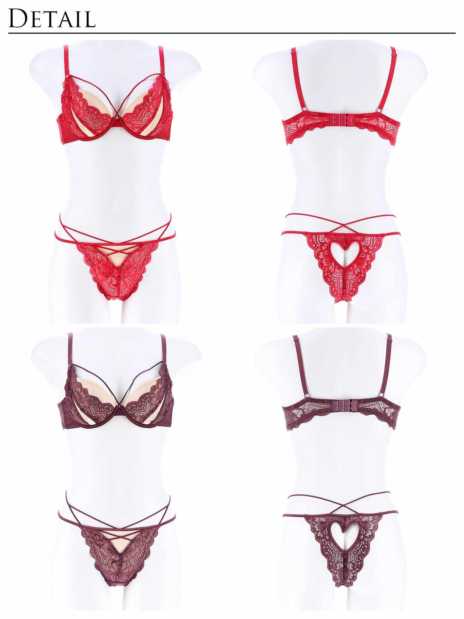 1/22新作!【Reinest】ロマンスハートレーシィブラジャー&amp;バック透けTバックショーツ