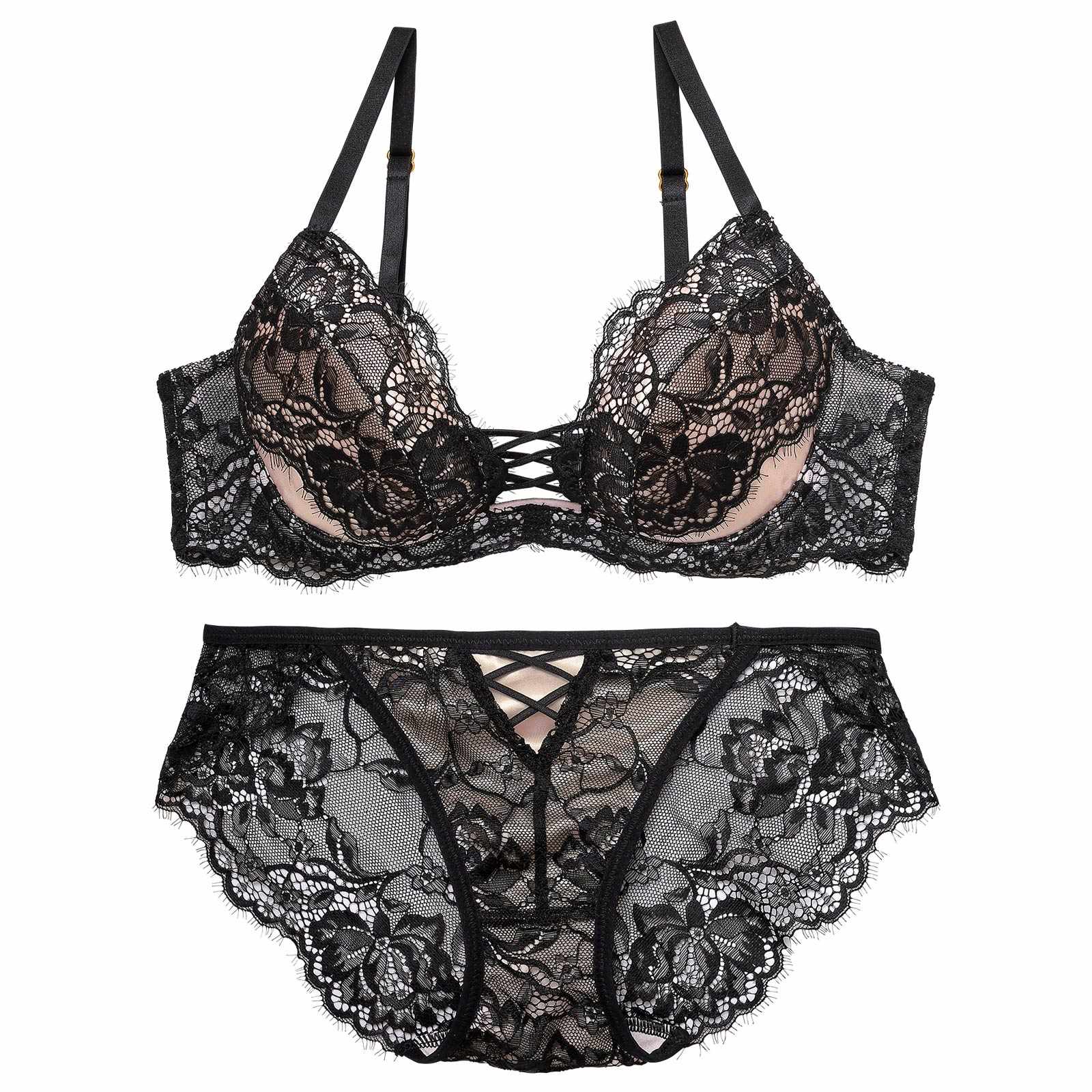 10/16再販!ラグジュアリースピンドルレースブラジャー&amp;バック透けフルバックショーツ