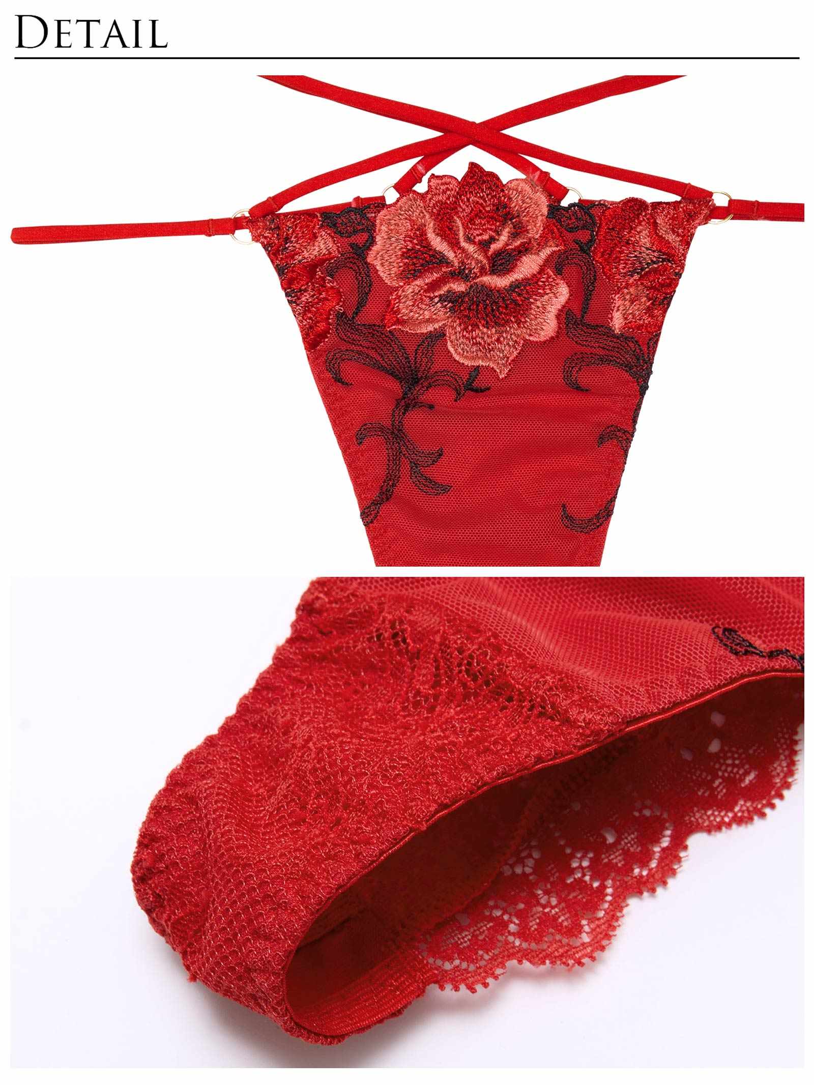 12/13新作!【Reinest】クラッシーディープローズブラジャー&amp;バック透けTバックショーツ