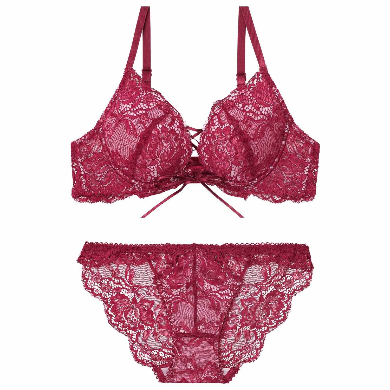 12/25再販!リュクスカットレースアップブラジャー&amp;バック透けフルバックショーツ