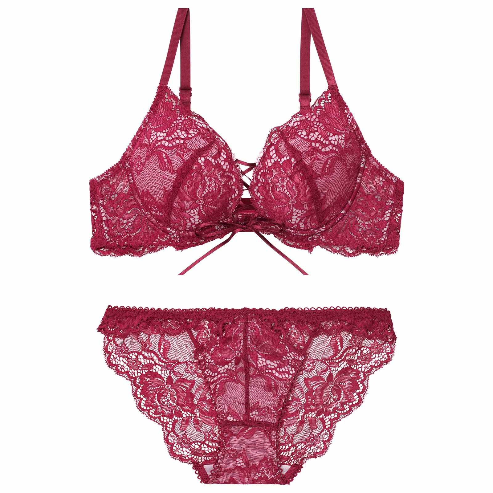 12/25再販!リュクスカットレースアップブラジャー&amp;バック透けフルバックショーツ
