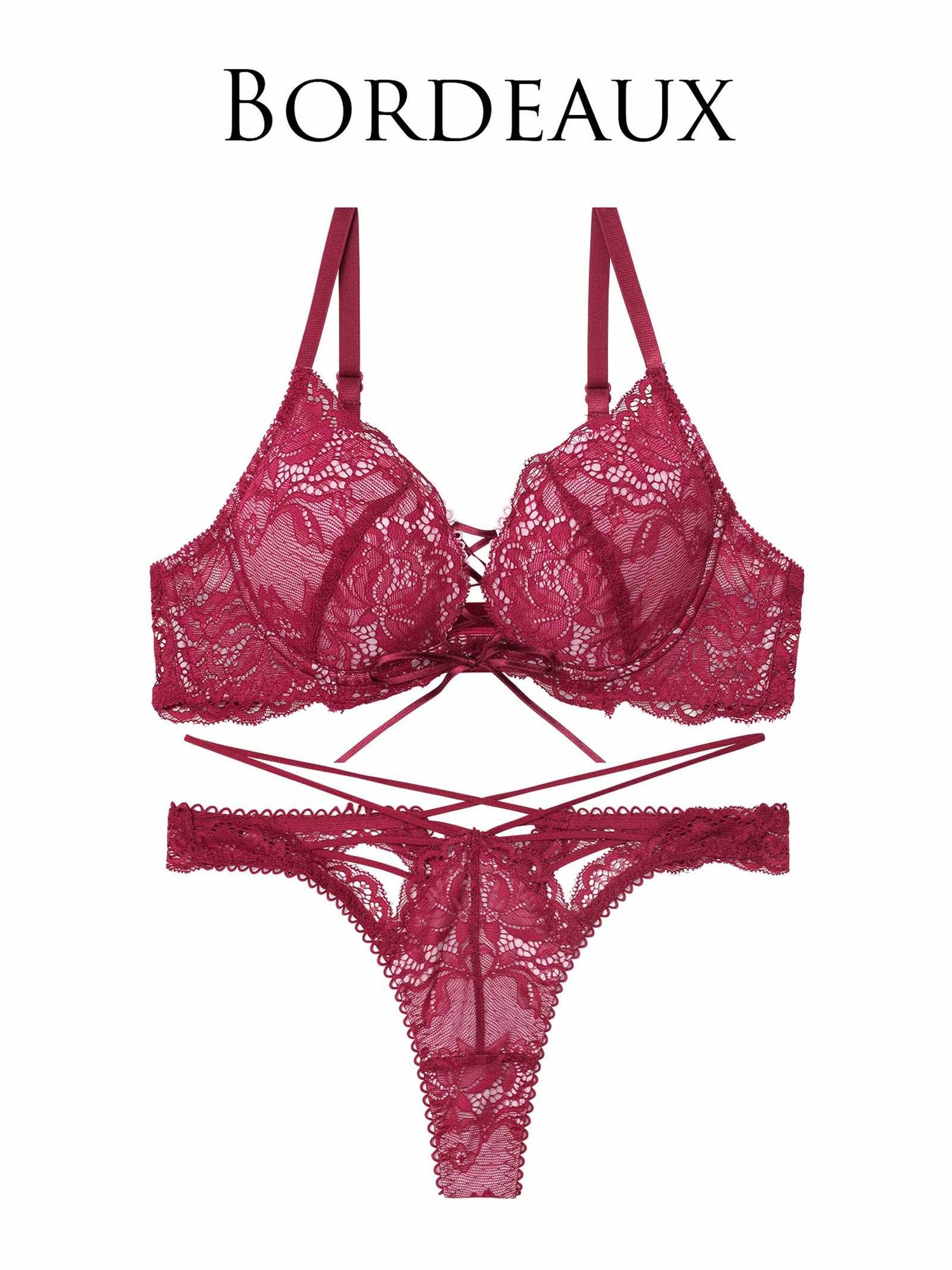 12/25再販!リュクスカットレースアップブラジャー&amp;バック透けTバックショーツ