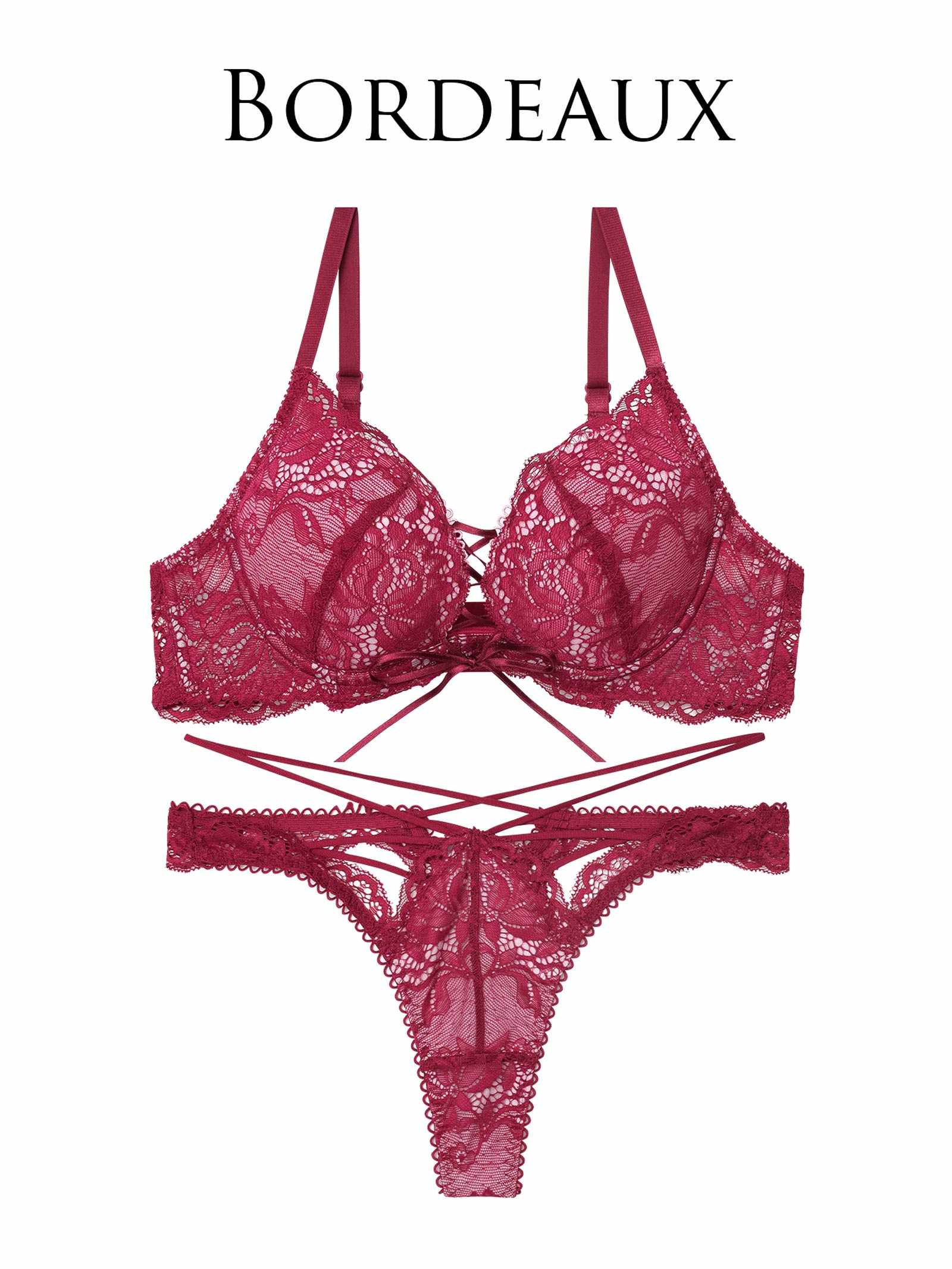 12/25再販!リュクスカットレースアップブラジャー&amp;バック透けTバックショーツ