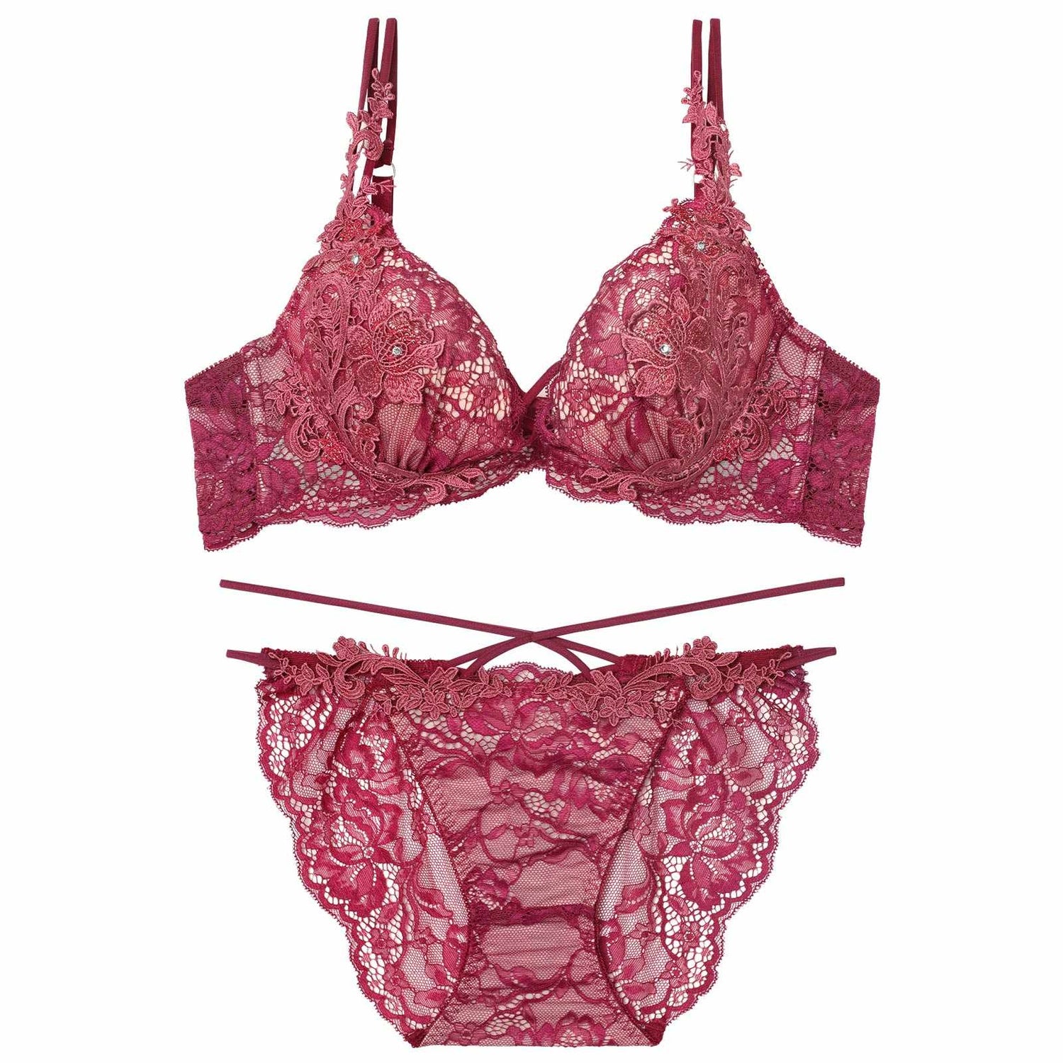 11/12新作!ロイヤルブルームレースブラジャー&amp;バック透けフルバックショーツ