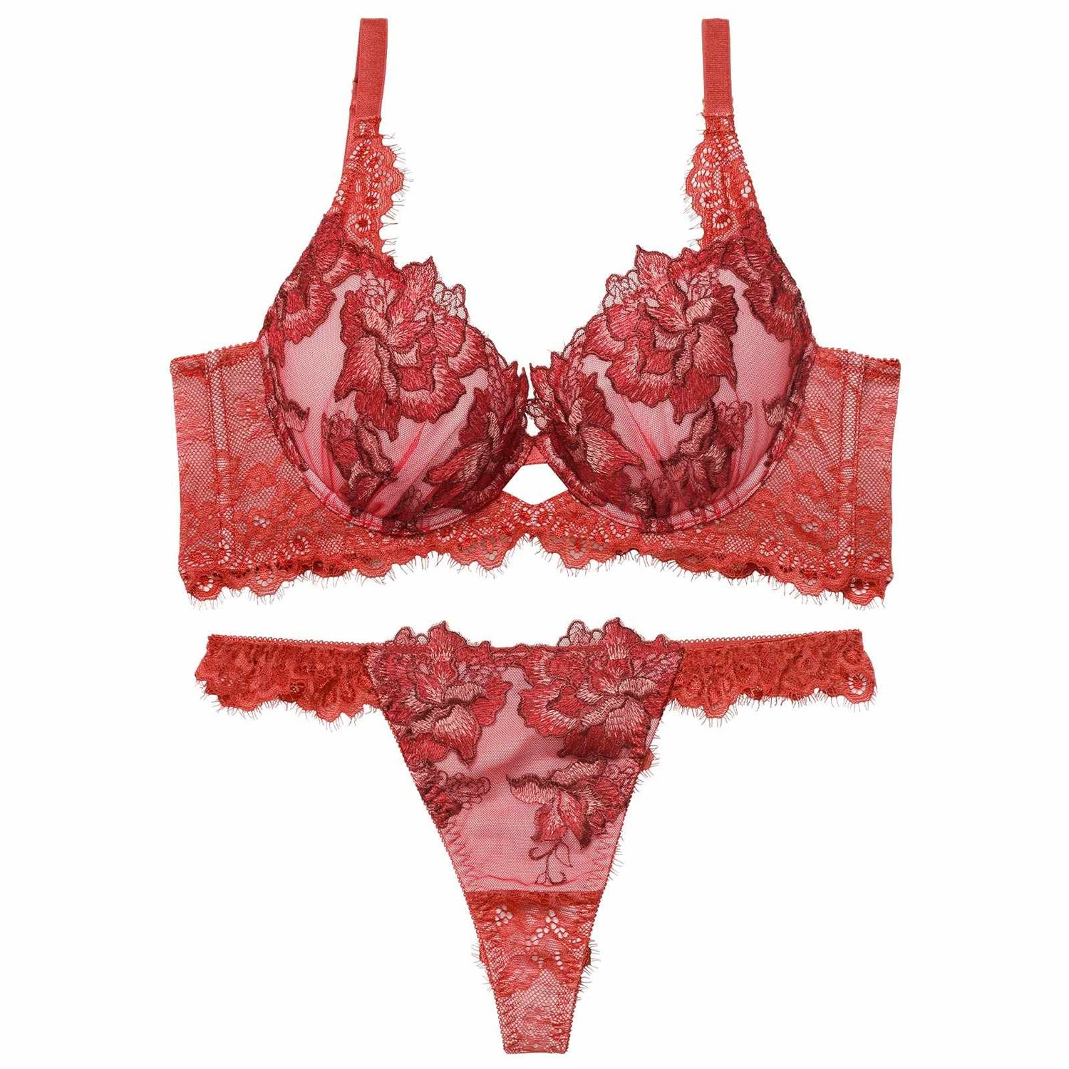 12/19新作!シャルムローズレース育乳脇高★魔法のブラジャー&amp;バック透けTバックショーツ