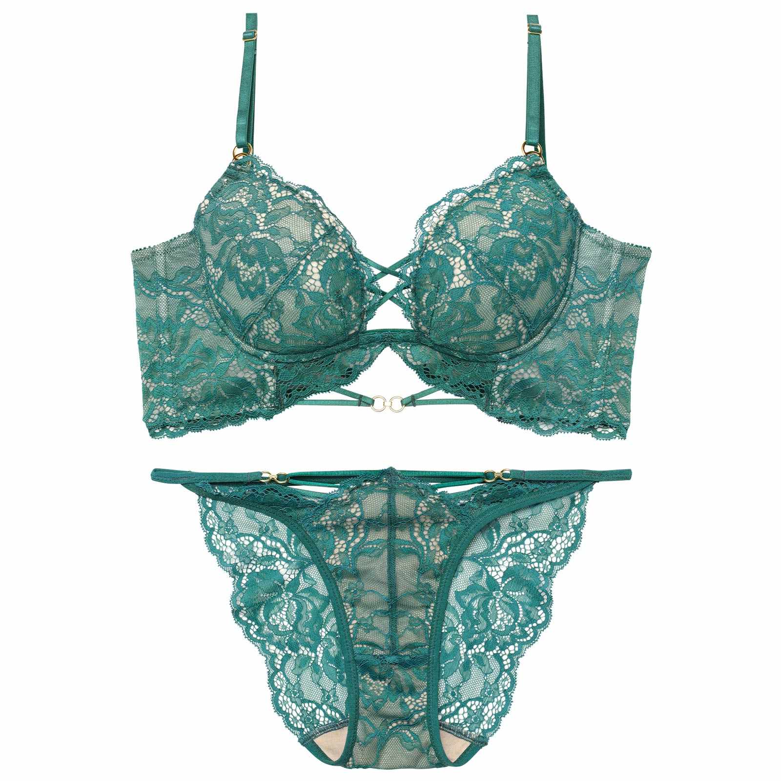 3/9新作!アリュールノクターンレース背中魅せブラジャー＆バック透けフルバックショーツ