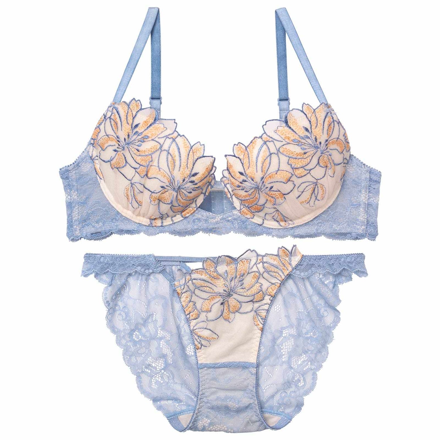 シャルマンフレッシュフラワーブラジャー&amp;バック透けフルバックショーツ