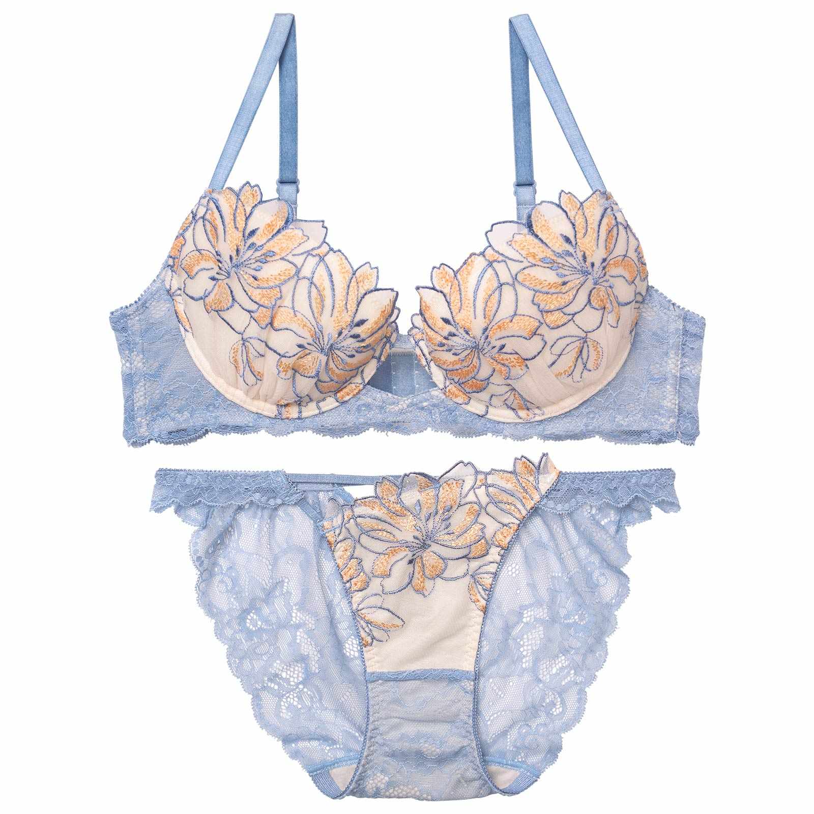 シャルマンフレッシュフラワーブラジャー&amp;バック透けフルバックショーツ
