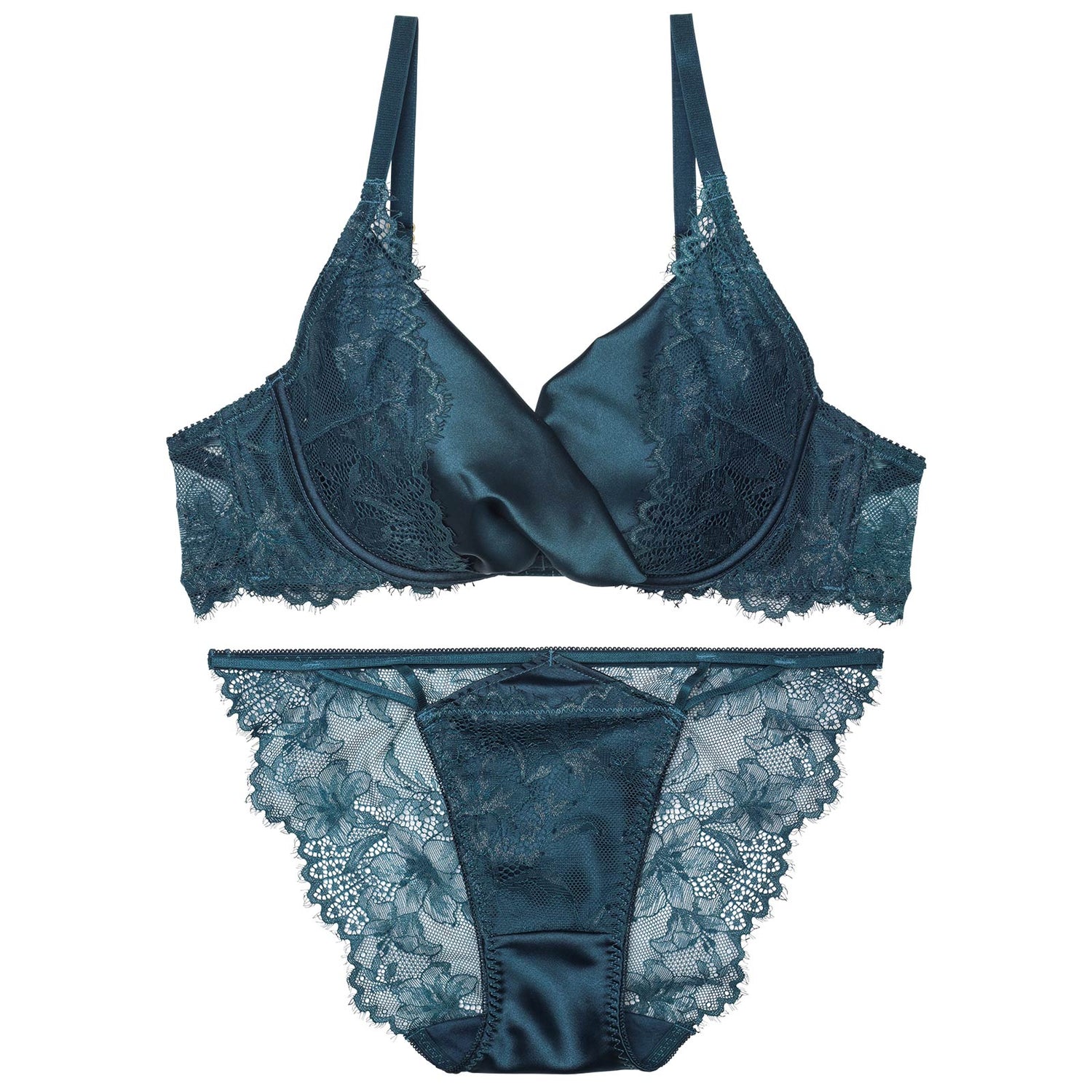 11/20再販!グロッシーリュクスサテンブラジャー&amp;バック透けフルバックショーツ