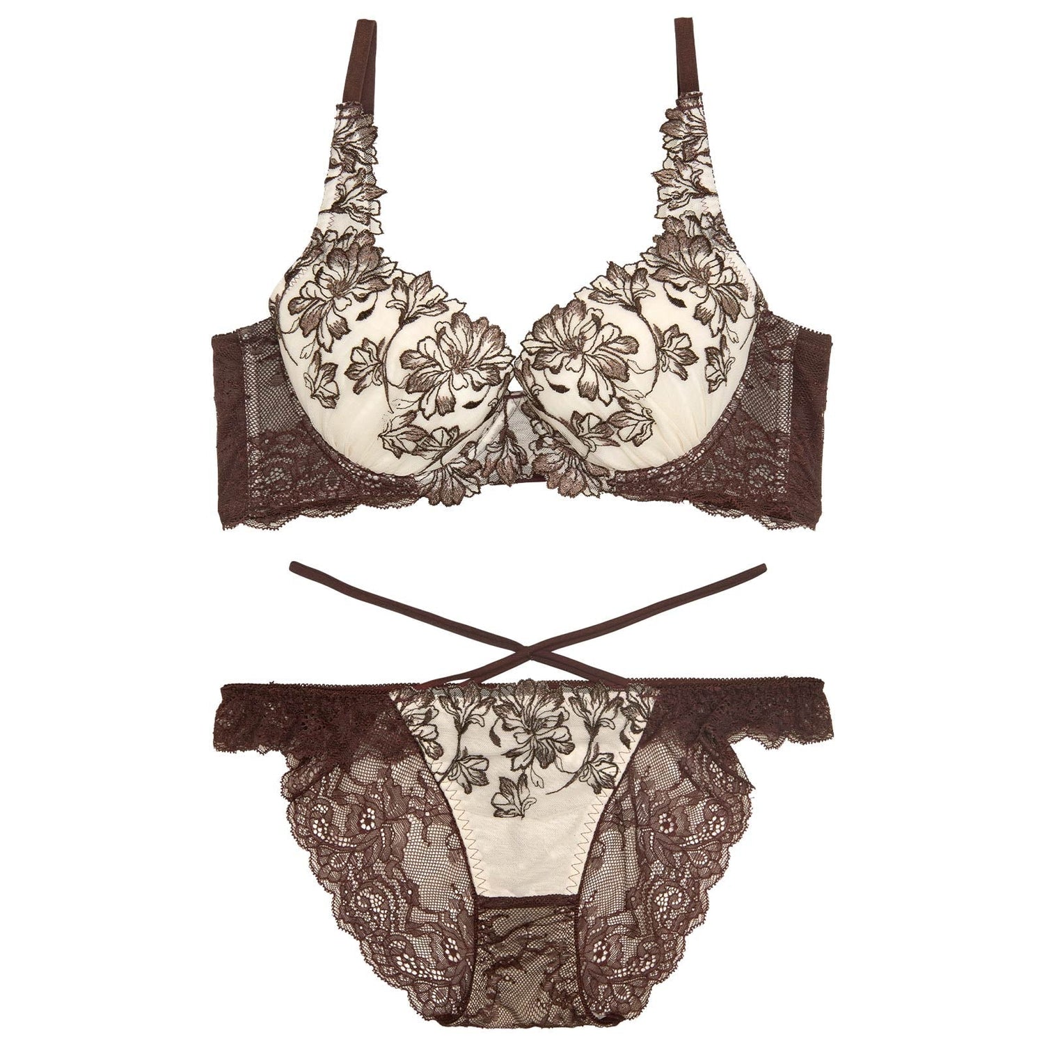 10/27新作!ビューティフォールフラワーブラジャー&amp;バック透けフルバックショーツ