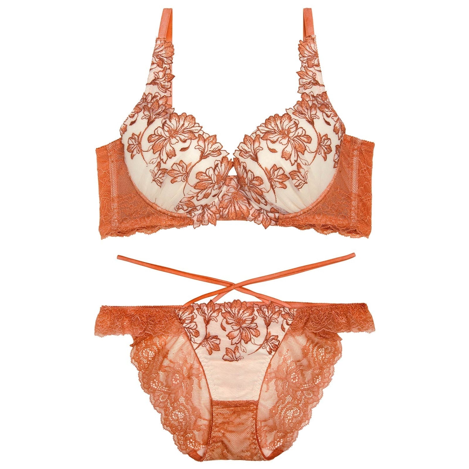 10/27新作!ビューティフォールフラワーブラジャー&amp;バック透けフルバックショーツ