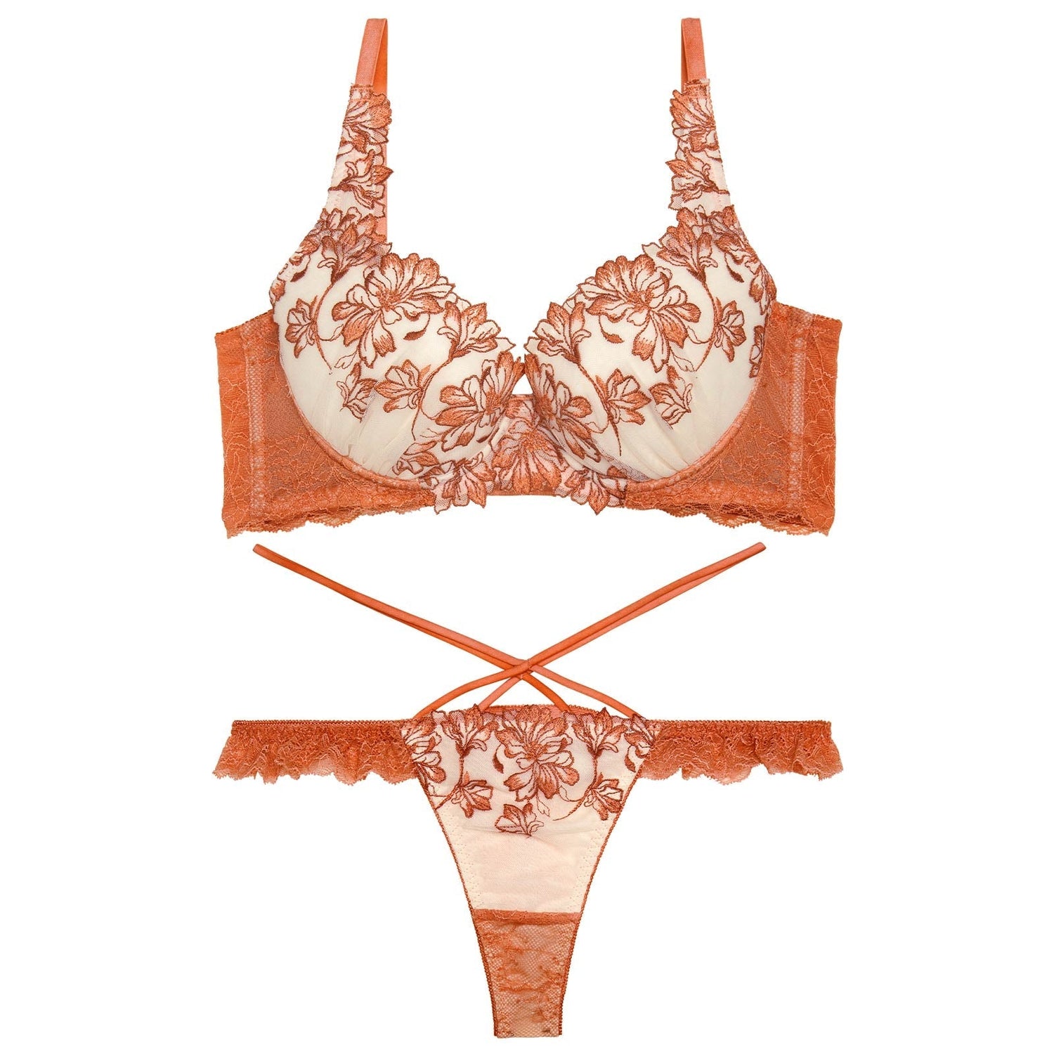 10/27新作!ビューティフォールフラワーブラジャー&amp;バック透けTバックショーツ