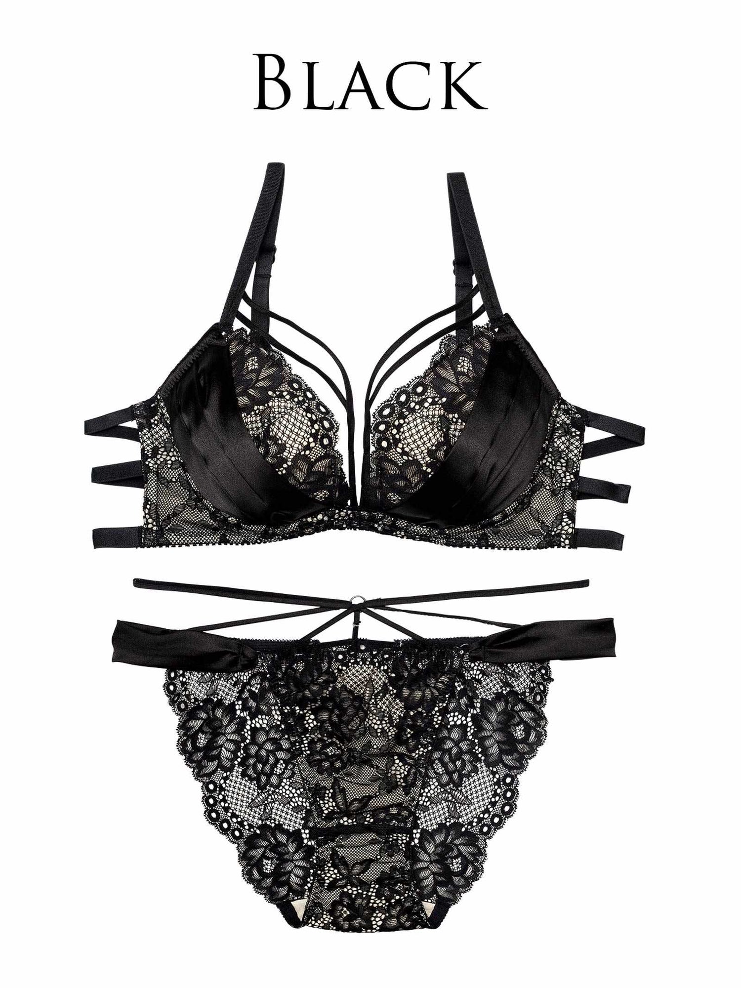 10/8新作!【Reinest】グラマラスサテンコードブラジャー&amp;バック透けフルバックショーツ