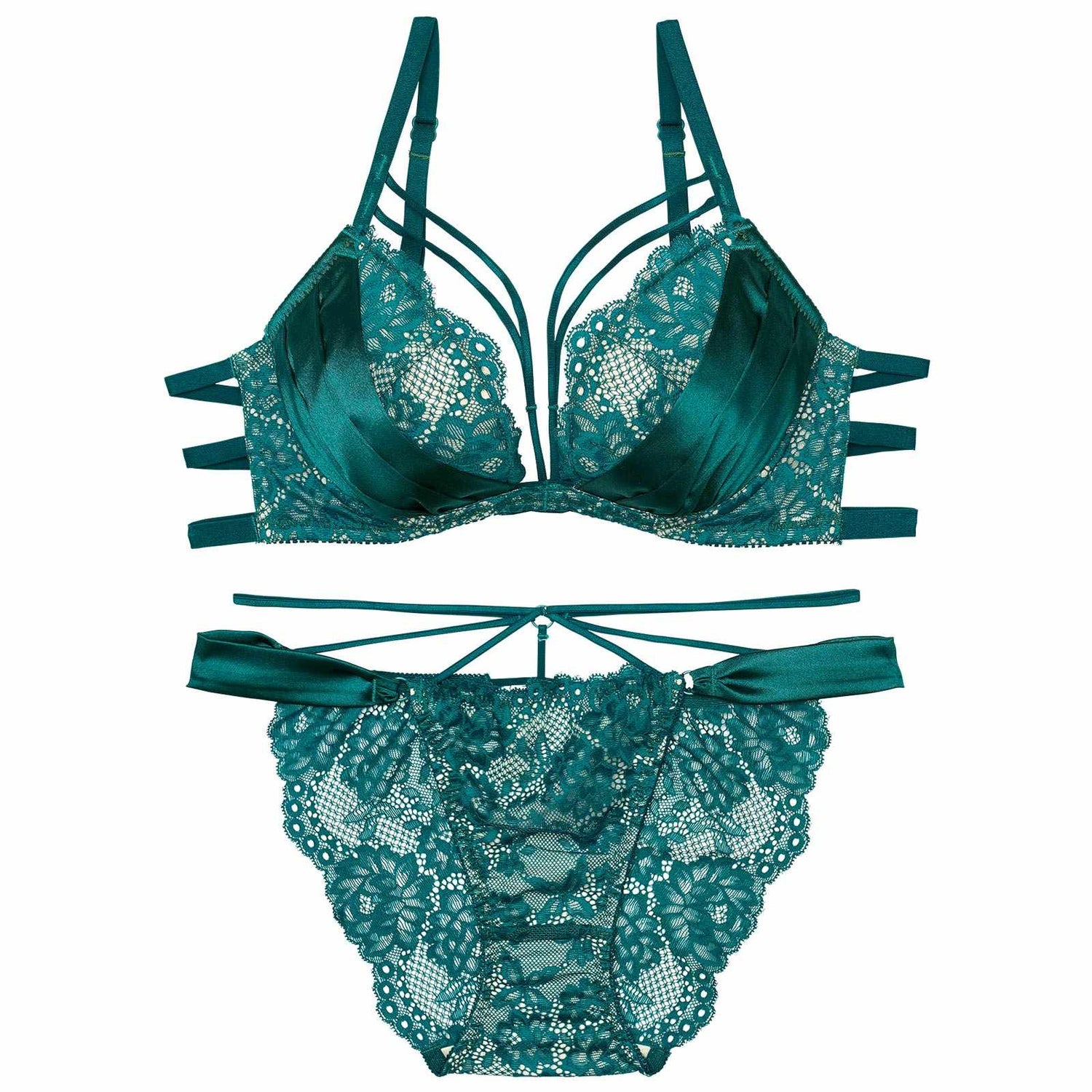 12/2再販!グラマラスサテンコードブラジャー&amp;バック透けフルバックショーツ