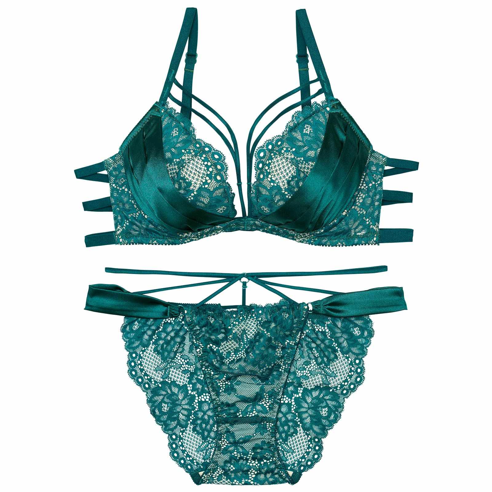 12/2再販!グラマラスサテンコードブラジャー&amp;バック透けフルバックショーツ