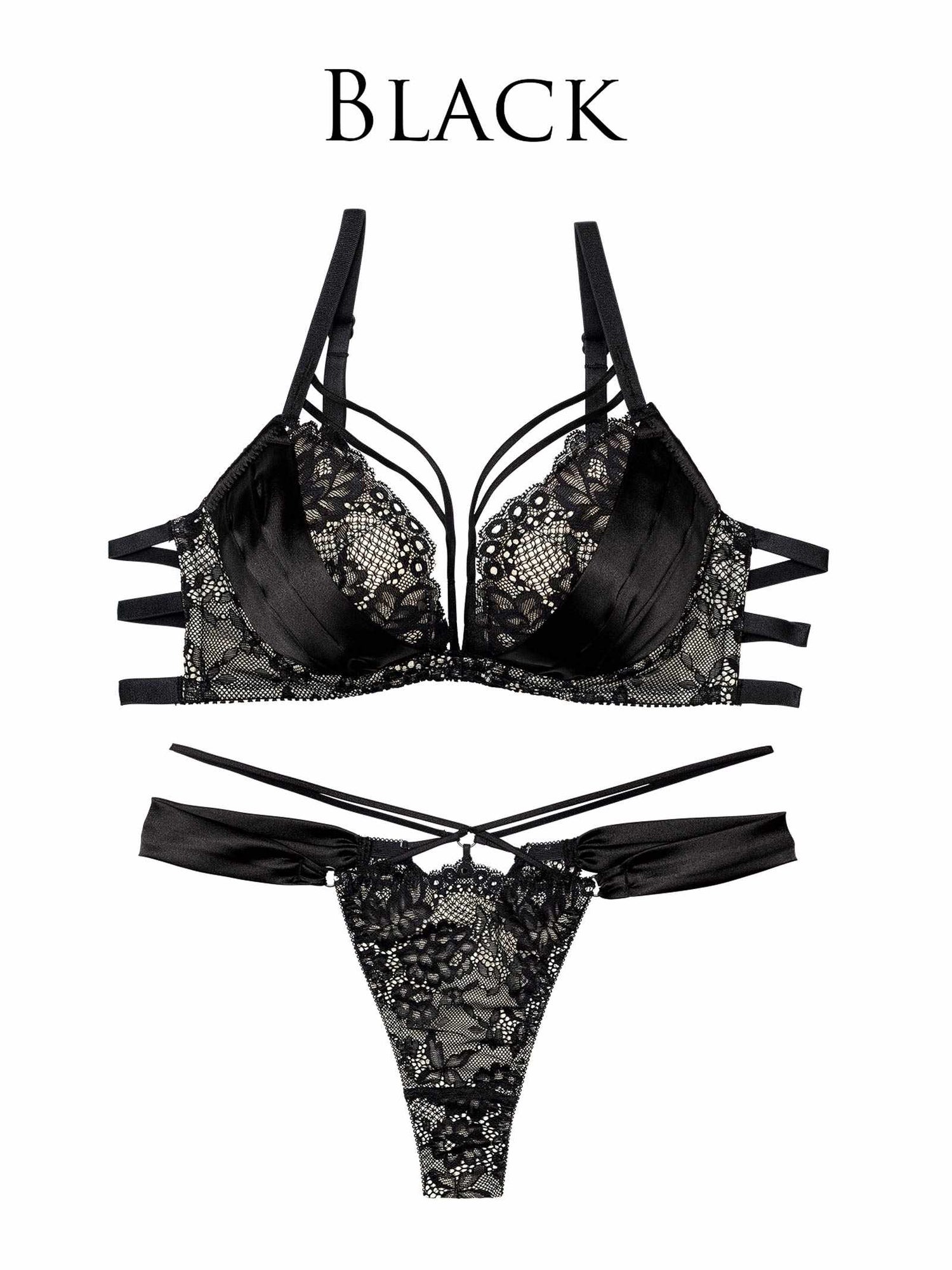 10/8新作!【Reinest】グラマラスサテンコードブラジャー&amp;バック透けTバックショーツ